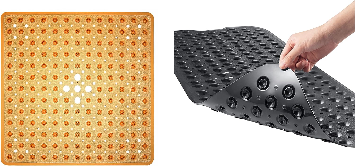 YINENN Bath Shower Safety Mat Black 40 X16 Inch and Brown