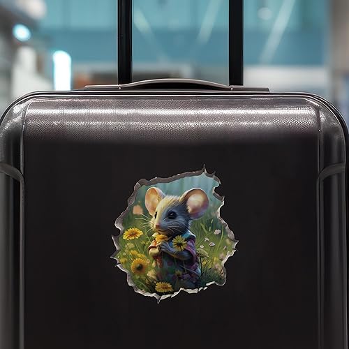 Miniatura 7 de Calcomanía de ratón con flores en agujero de ratón, adhesivo de pared 3D con agujero de ratón