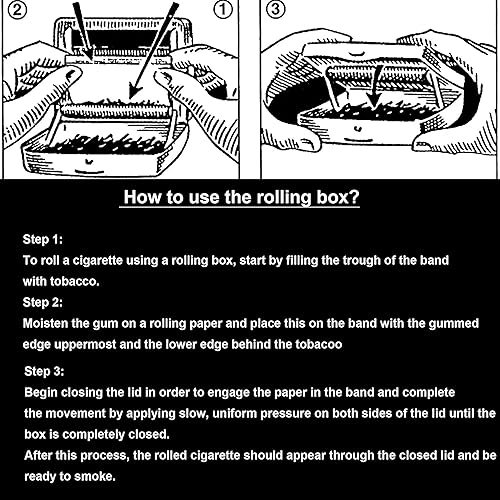 Miniatura 3 de Máquina de papel de balanceo negro de 3.071 in, máquina de enrollar cigarrillos portátil engrosada para papeles de tamaño 114, caja de laminación