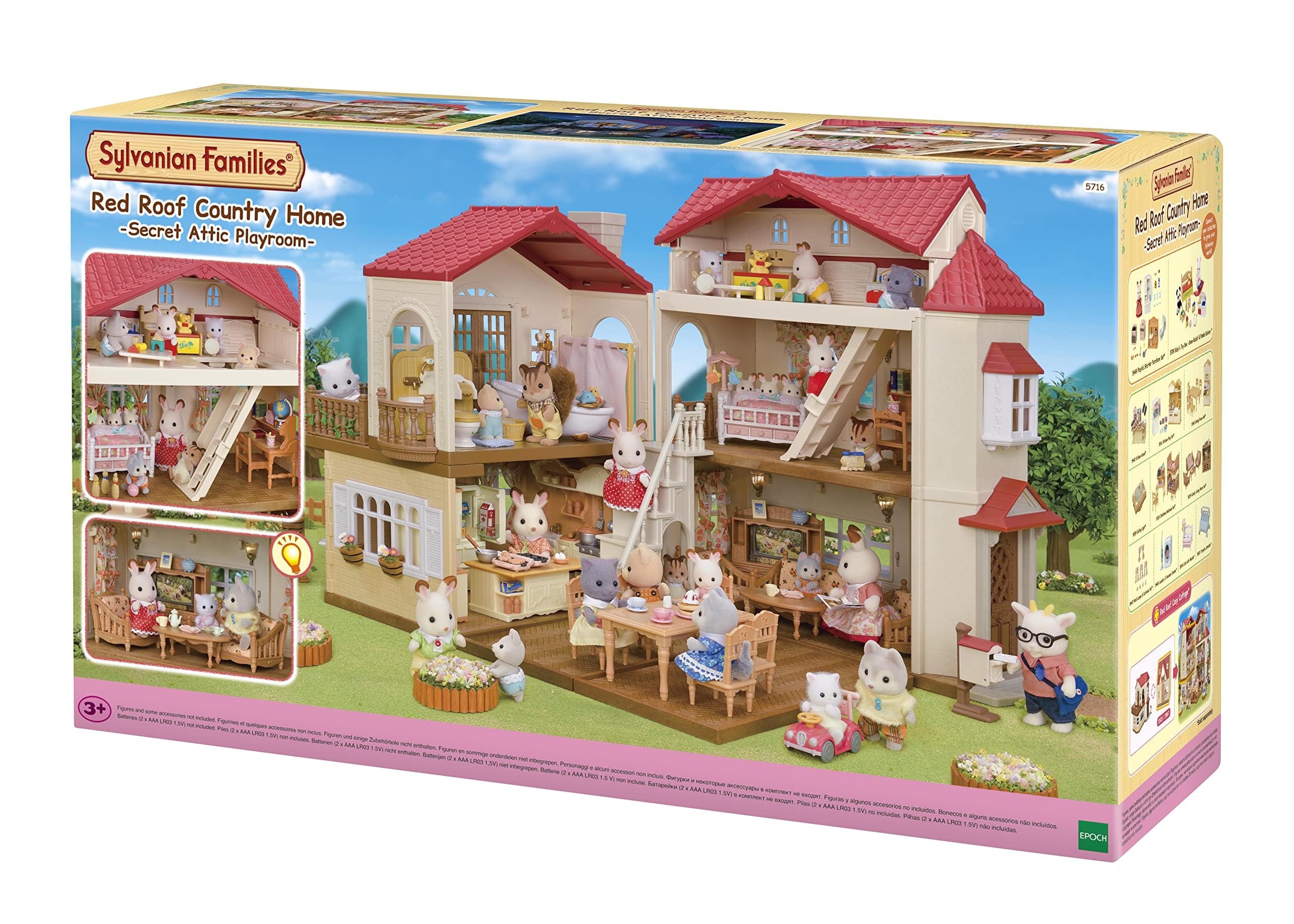 Sylvanian Families - La grande maison éclairée et sa pièce secrète - Maison avec + 10 accessoires - Plongez dans l'univers de la famille Sylvanian - Figurines miniatures - Jouet enfant 3 ans - 5716