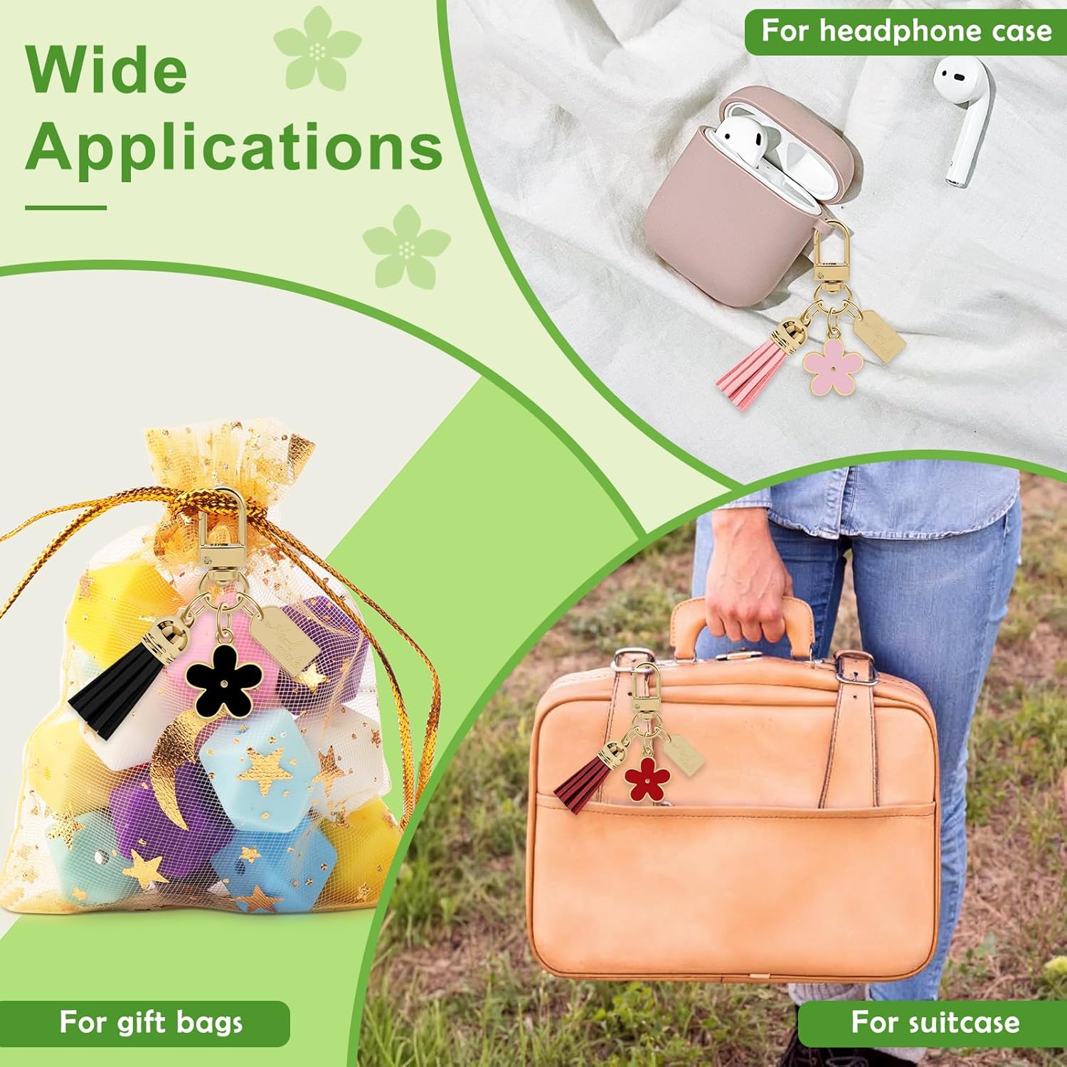 Oubaka 4Pcs Cute Flower keychain for Women, Aesthetic Keychain Purse Charm Bag Charm for Handbag & Backpack Accessories - Image 7