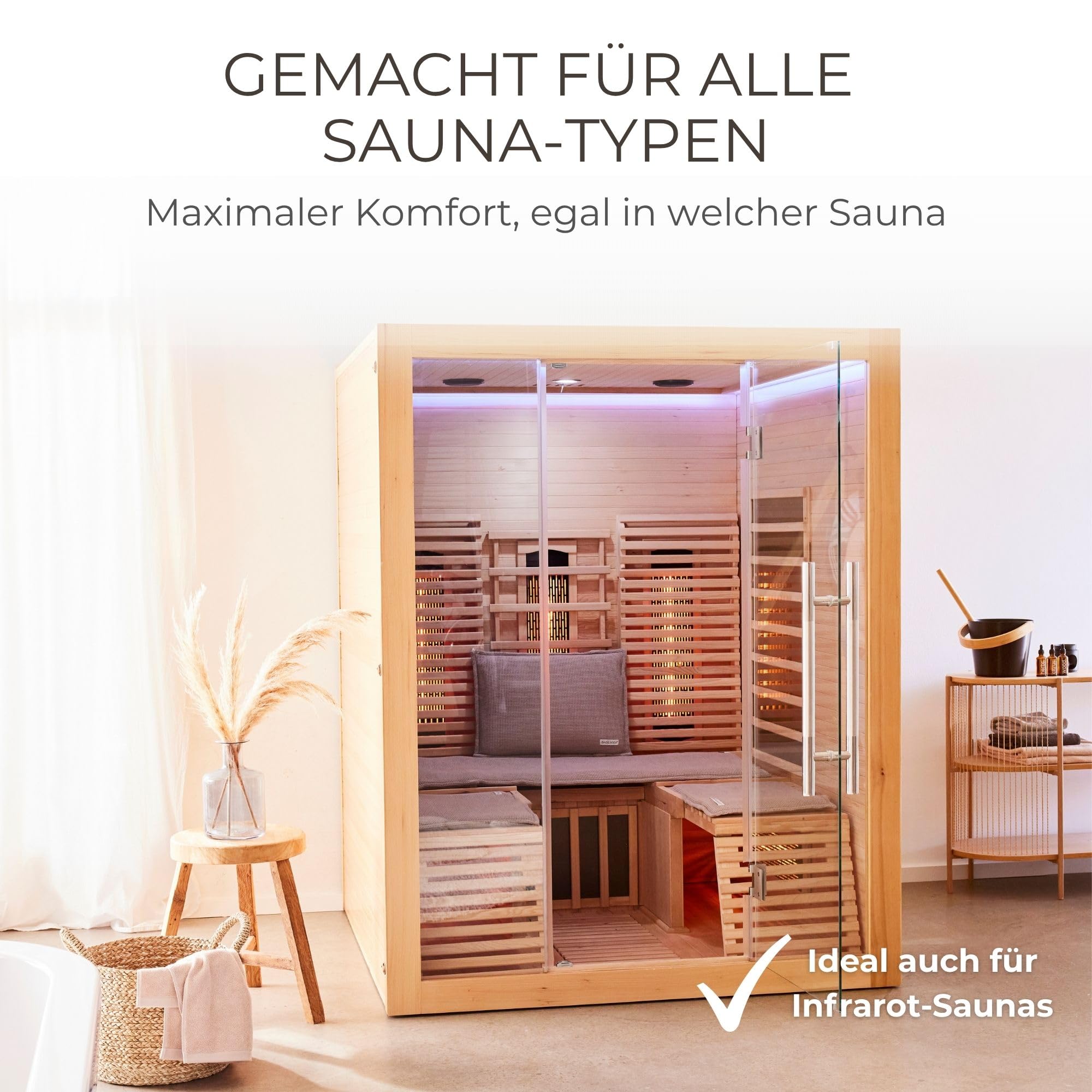 SAUNASOFA Ensemble de sauna avec coussin d'assise et serviette – Lavable, respirant, fabriqué à la main en Europe