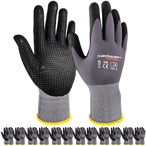 Gasoline Guantes de trabajo de seguridad de nitrilo de microespuma de alta calidad, guantes de nitrilo recubiertos de nailon y elastano calibre 15