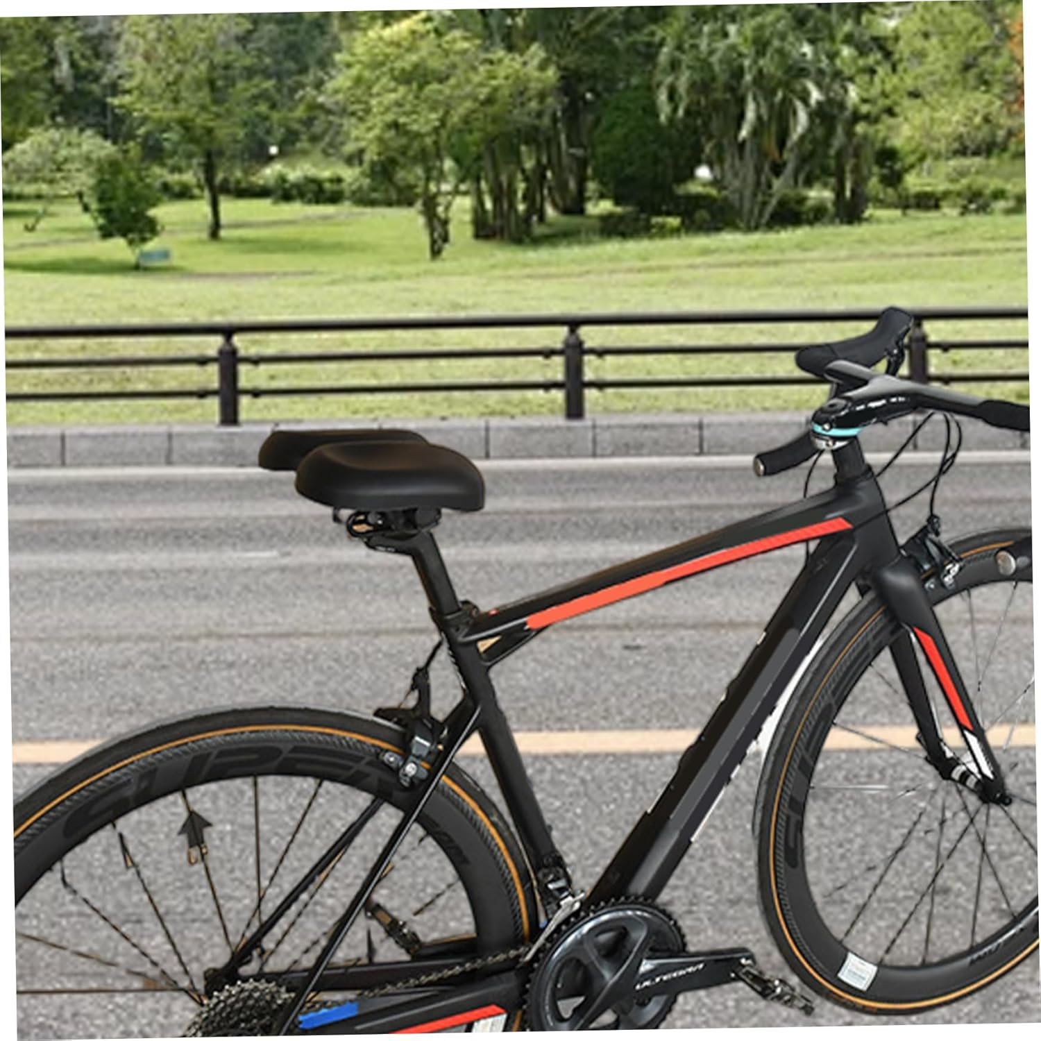 Noseless Bike Seat, Comfortable PU Bike Seat Cushion for Men Women Ergonomic Shock Absorption Soft Double Pad Saddle Cushion Saddle Seats for Men