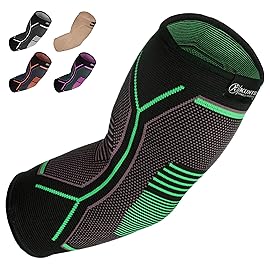 Kunto Fitness Elbow Brace Compression Support Sleeve (Shipped From USA) for Tendonitis, Tennis Elbow, Golf Elbow Treatment - Reduce Joint Pain During Any Activity! (Green, X-Small)