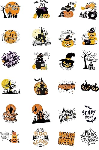 Calcomanías para planchar en Halloween para transferencias de Halloween, 24 unidades, calcomanías de Halloween, camisetas para planchar, calcomanías