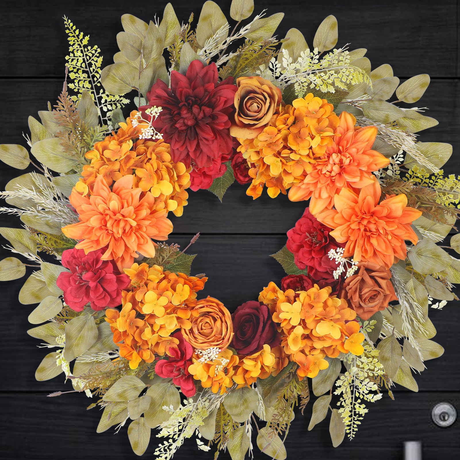 Couronnes d'automne 61 cm pour porte d'entrée : décoration florale durable qui ne fane jamais