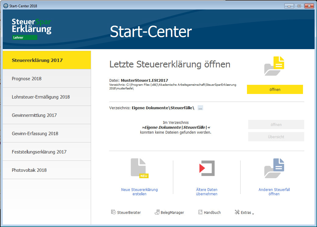 SteuerSparErklärung 2018 für Lehrer (für Steuerjahr 2017) [Download]