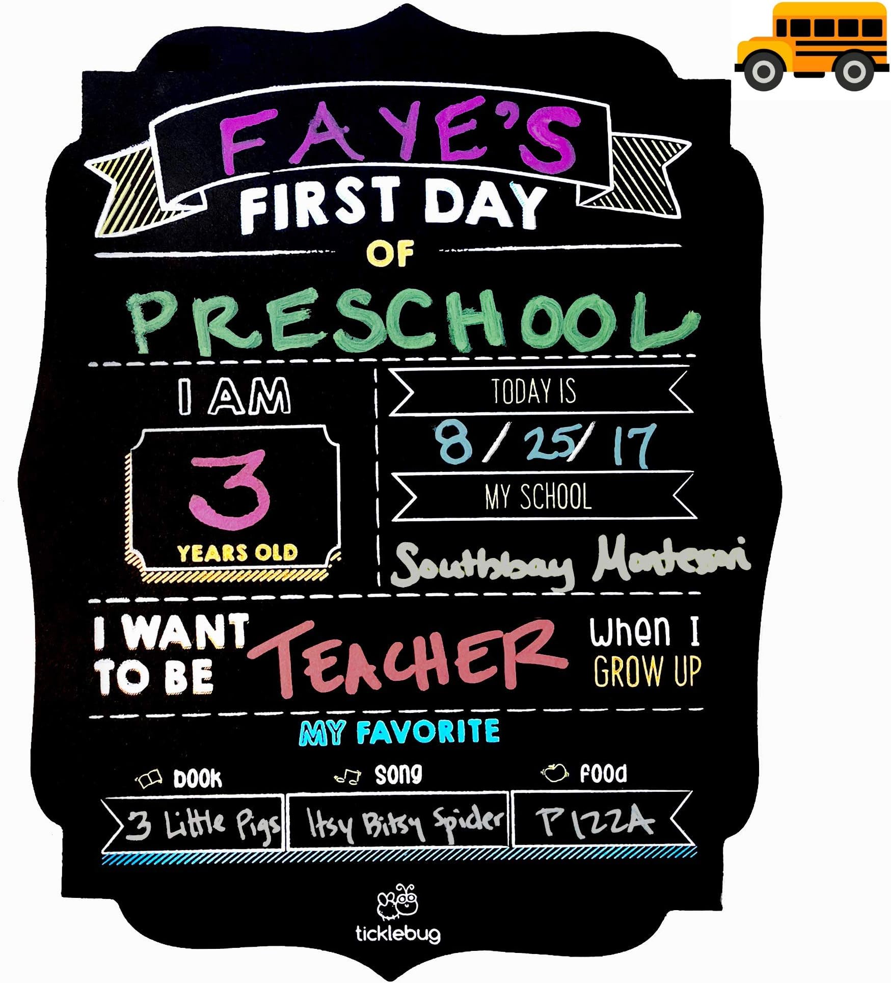 First Day of School Chalkboard | Back to School Sign for 1st Day of School Stats | Milestone Photo Prop