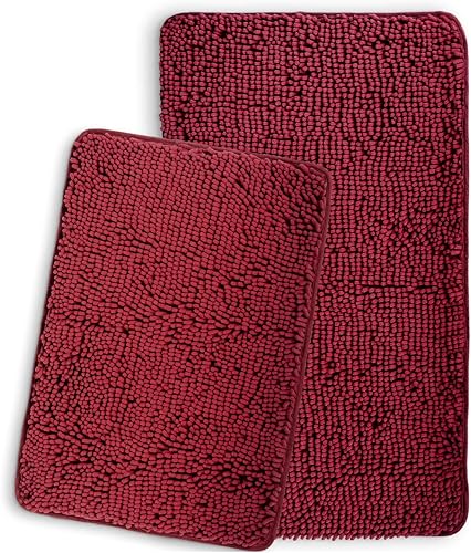 Miniatura 405 de Yeaban Alfombras de baño gris oscuro – Gruesas alfombras de baño de chenilla | Alfombras de baño absorbentes y lavables antideslizantes, alfombras