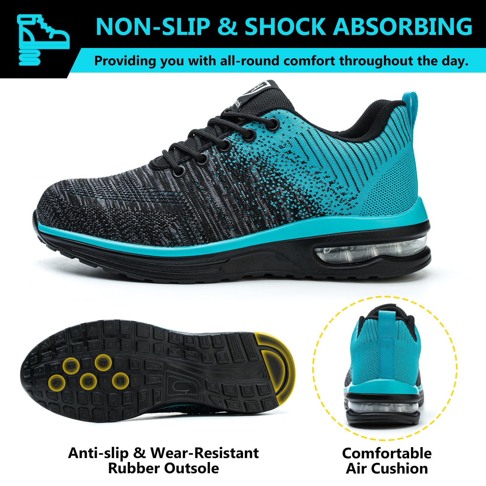 Baofular Scarpe Antinfortunistiche Uomo Donna Leggere Scarpe da Lavoro Comode Scarpe Sicurezza Antiscivolo Traspiranti