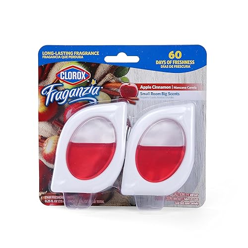 Clorox Fraganzia - Ambientador para habitaciones pequeñas con aroma a manzana y canela, 2 unidades, para despegar y colocar, sin enchufe, sin