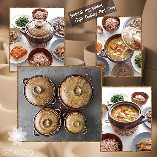 Miniatura 4 de Olla coreana Buncheong BARRO GLAZE Ttukbaegi, olla de cerámica de arcilla para cocinar cacerola, olla de tierra resistente al calor, cuenco de