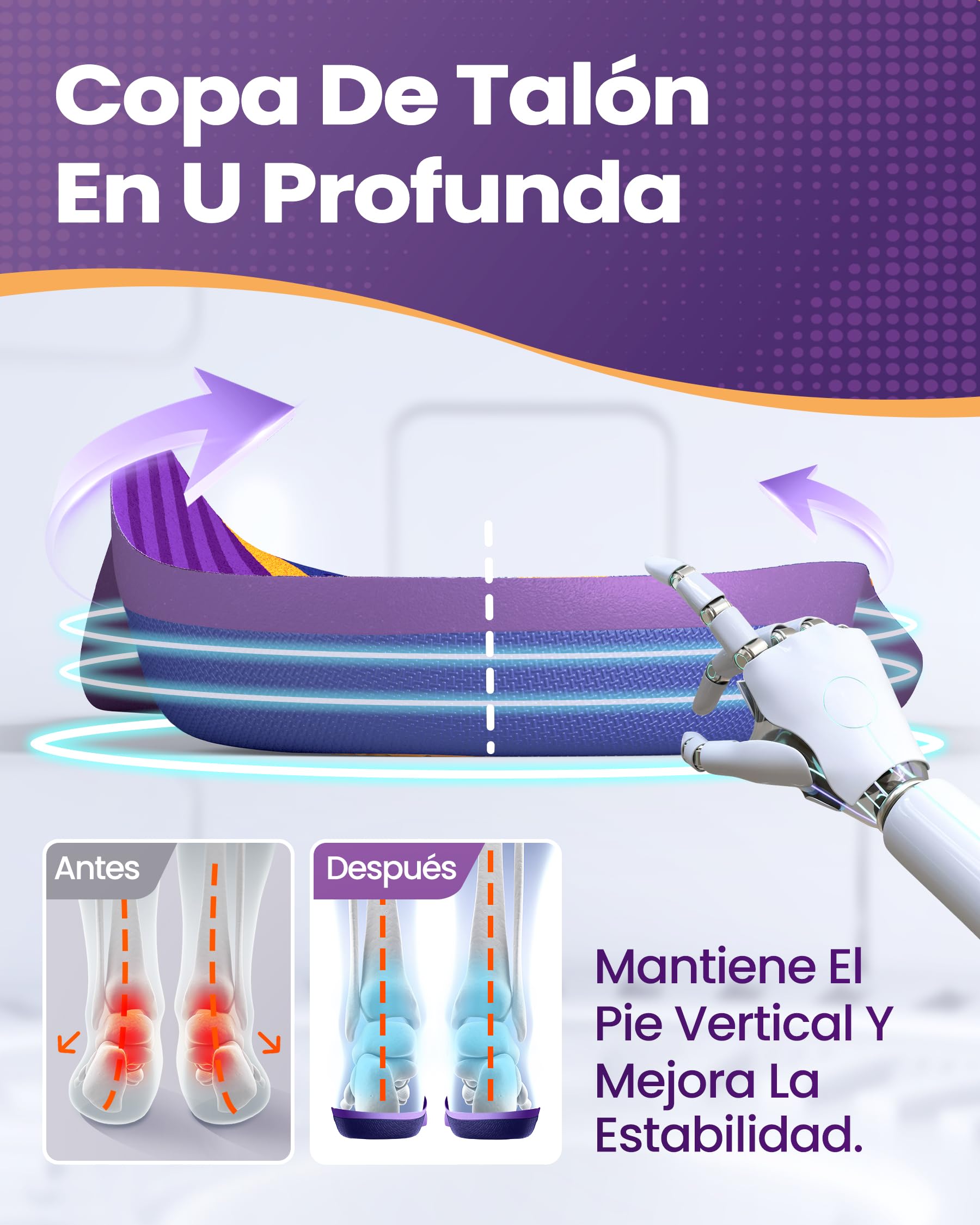 Plantari per Fascite Plantare, QBK Solette Metatarsalgia sollievo efficace per Piede Piatto, Ginocchia A Valgo, Tendinite D'Achille, Alluce Valgo, Per Comodità, Ammortizzanti, Antiscivolo. L