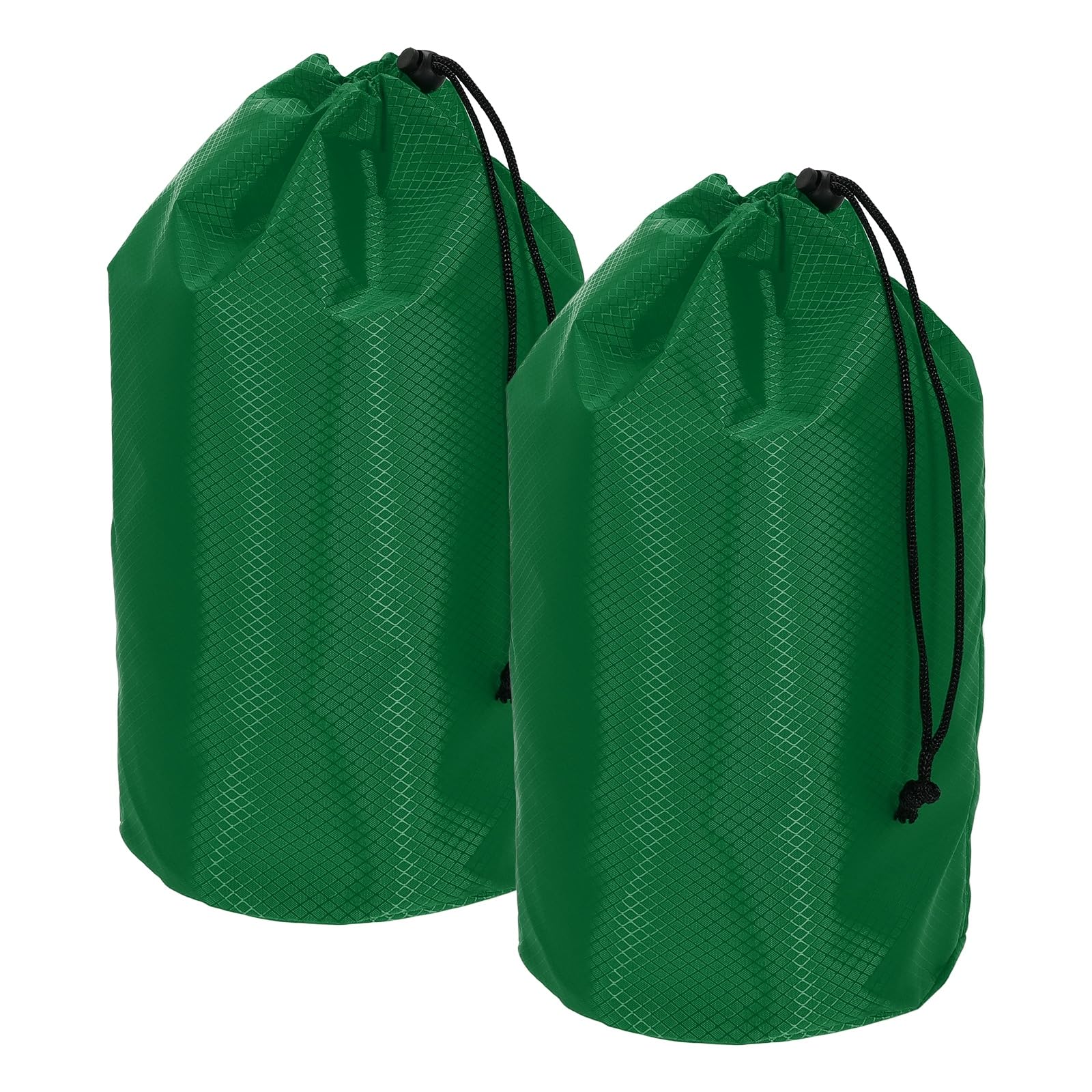 YELARXI Stuff Sack, Waterproof Ditty Bags Storage Sacks Portable Outdoor Ultralight Drawstring Dry Stuff Bag Gear with Toggle 7x13In & 2 Pack & Dark Green for (Backpacking Camping Hiking)