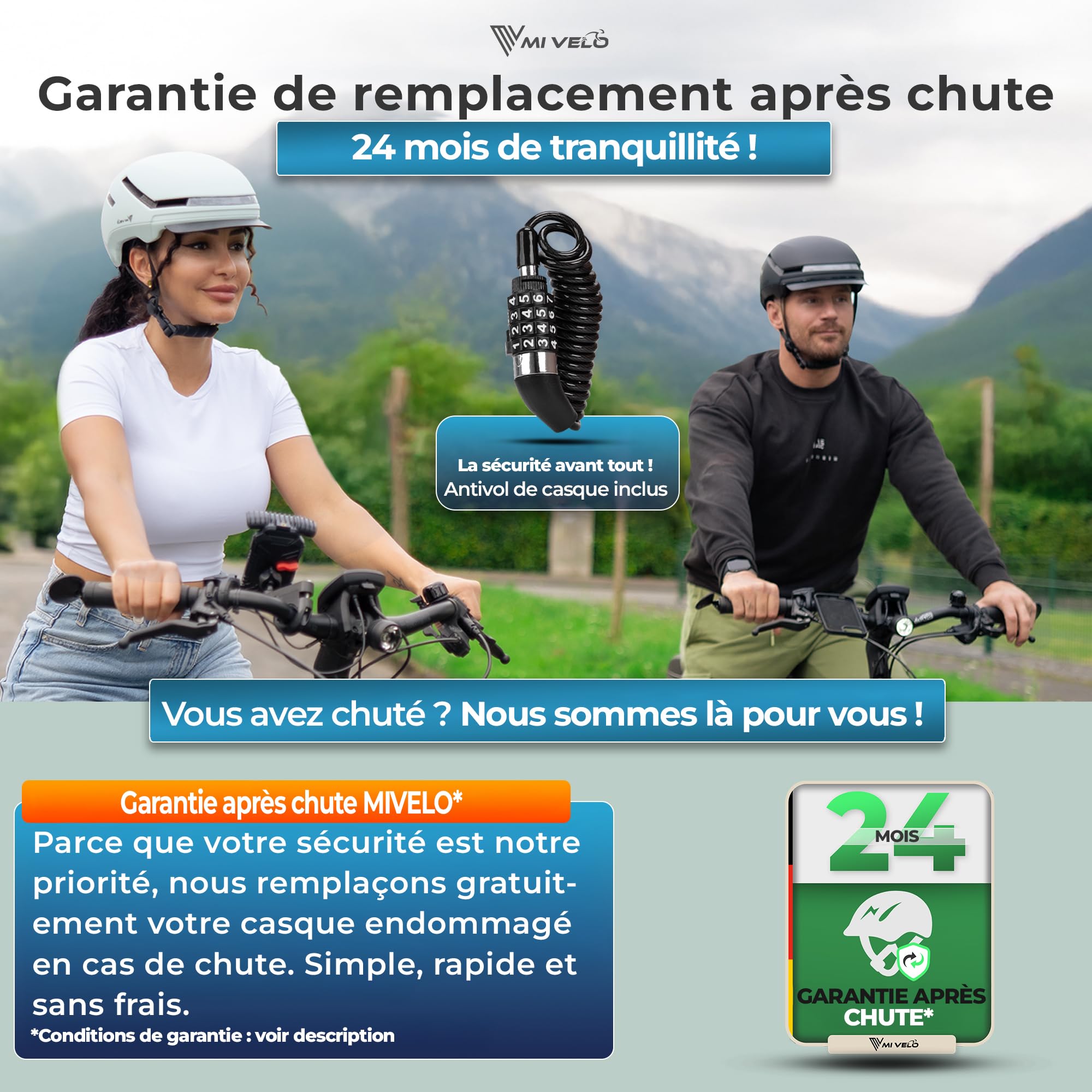 MIVELO Fahrradhelm Damen Herren Erwachsene mit Licht inkl. Helmschloss, NTA Zertifiziert bis 45km/h, Helm geeignet für E-Bike & S-Pedelec, Radhelm Ultraleicht & sicher, Unisex