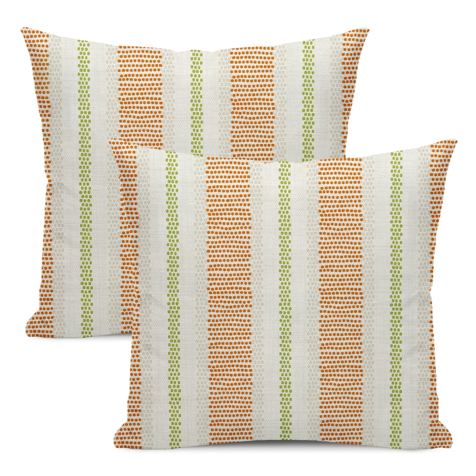 DAFENA Burnt Orange Pillow Covers 18x18 Inch 2 Pcs Boho Sage Green Polka Dots Striped Decor Throw Pillows
