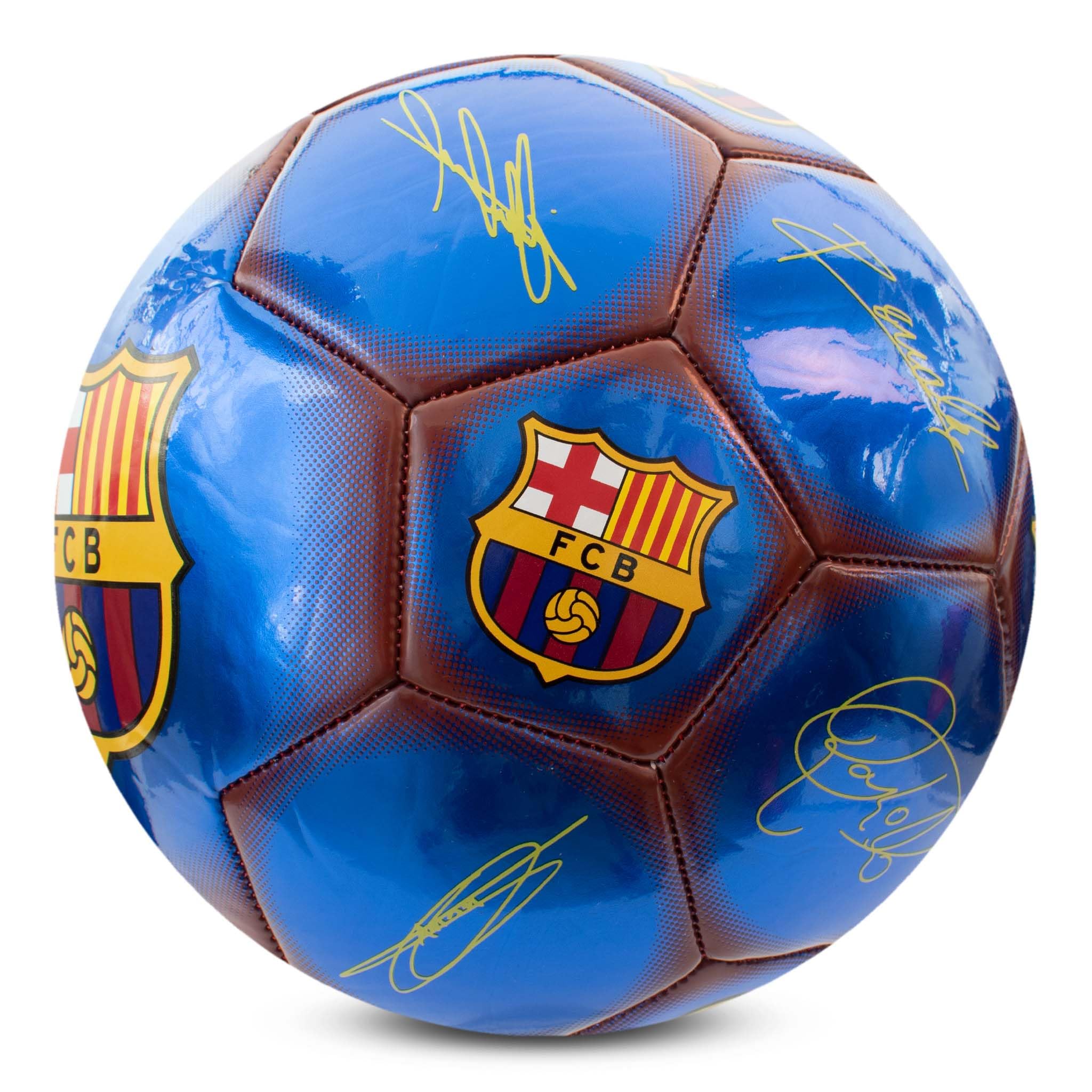 Hy-Pro Oficjalnie licencjonowana piłka nożna FC Barcelona Classic Signature, metaliczna, rozmiar 5, Barca, trening, mecz, towar, kolekcja dla dzieci i dorosłych, niebieski/czerwony