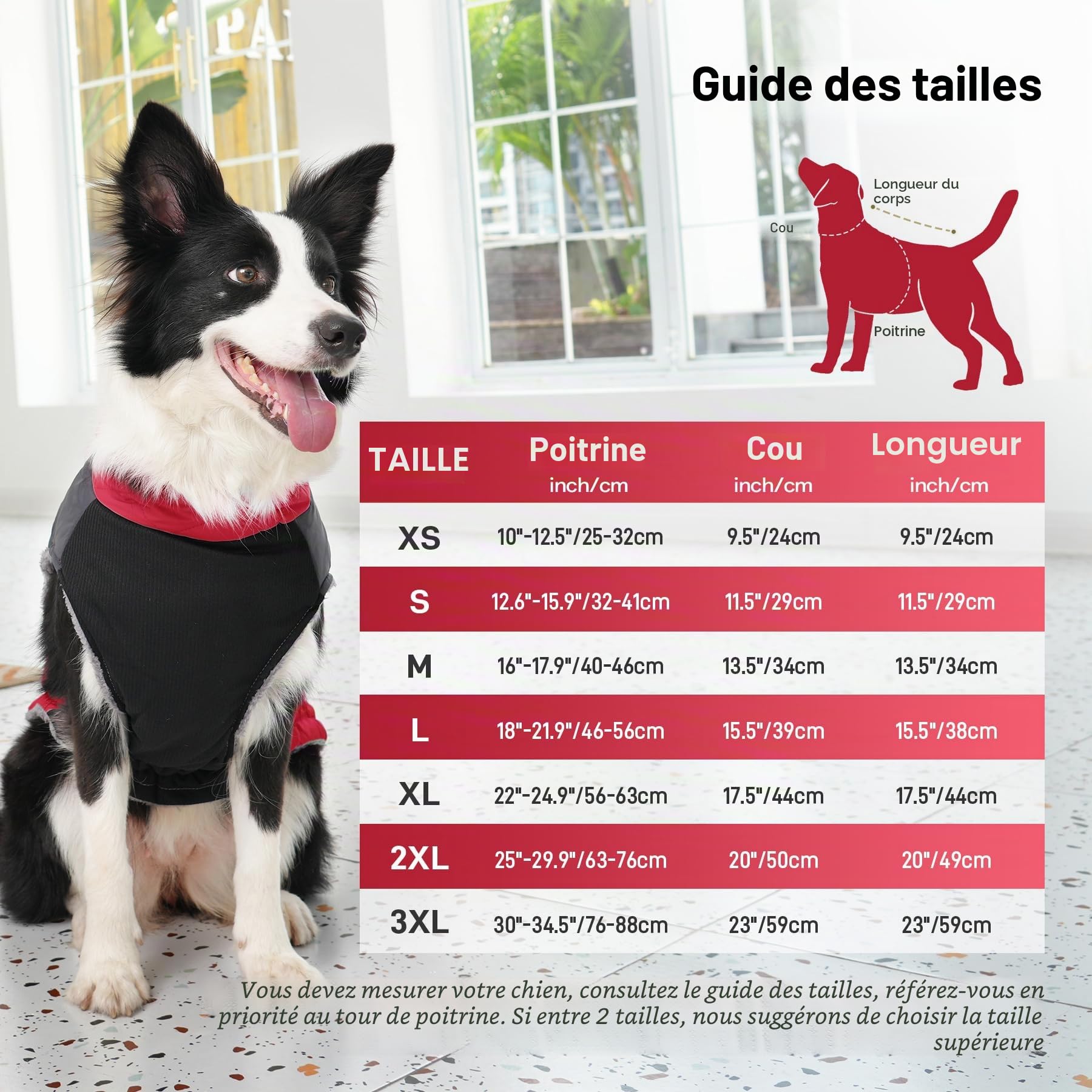 JoyDaog Manteau chaud en polaire pour petits chiens, veste imperméable avec anneaux en D, pour les hivers froids, rouge, taille XS