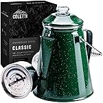 COLETTI Classic Percolator Coffee Pot - The Most Nostalgic Camping Coffee Pot, Now Modernized [Green Enamel, 18 Cup]
