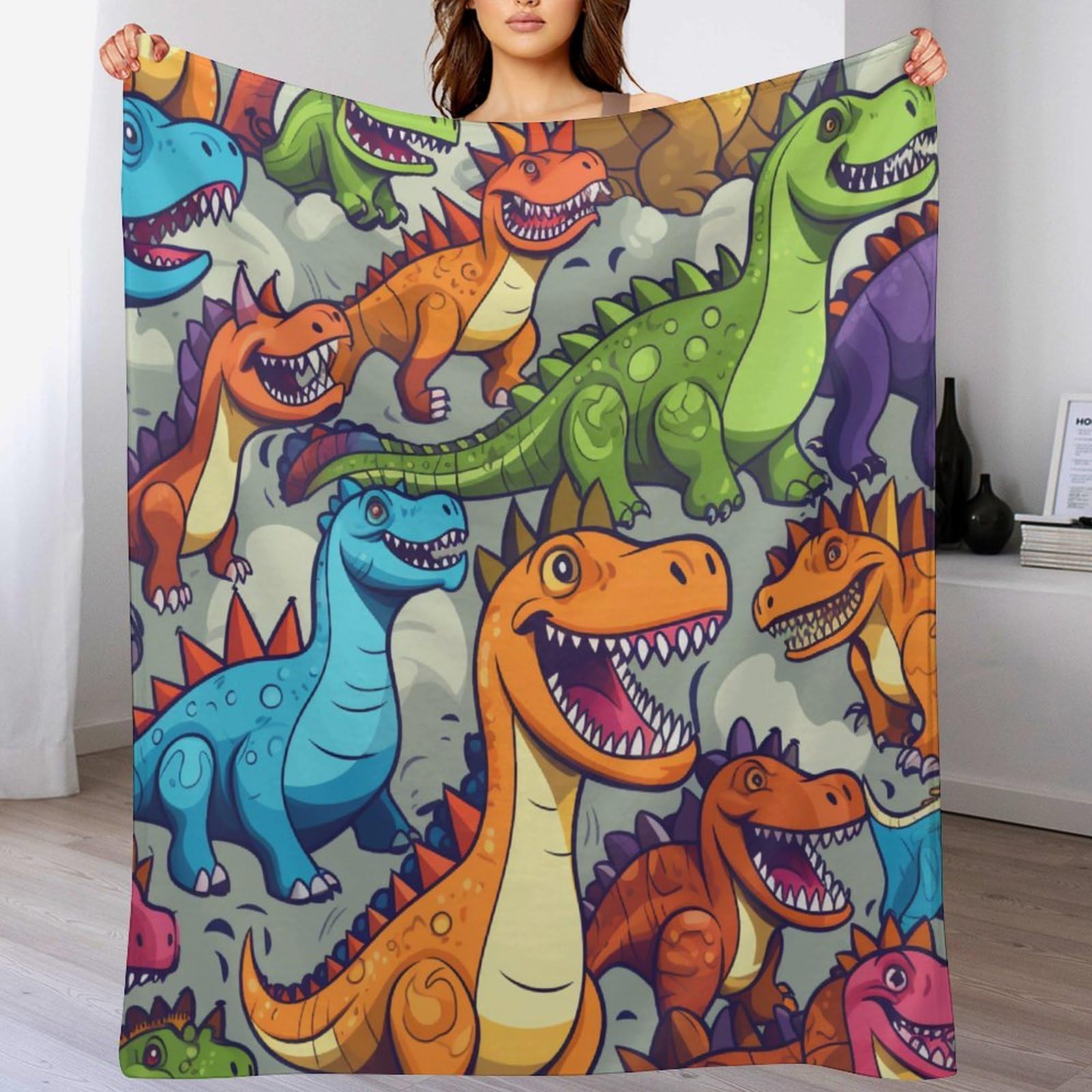 Manta de dinosaurio para sofá, ideal para tardes de cine en familia y noches frescas en la cama