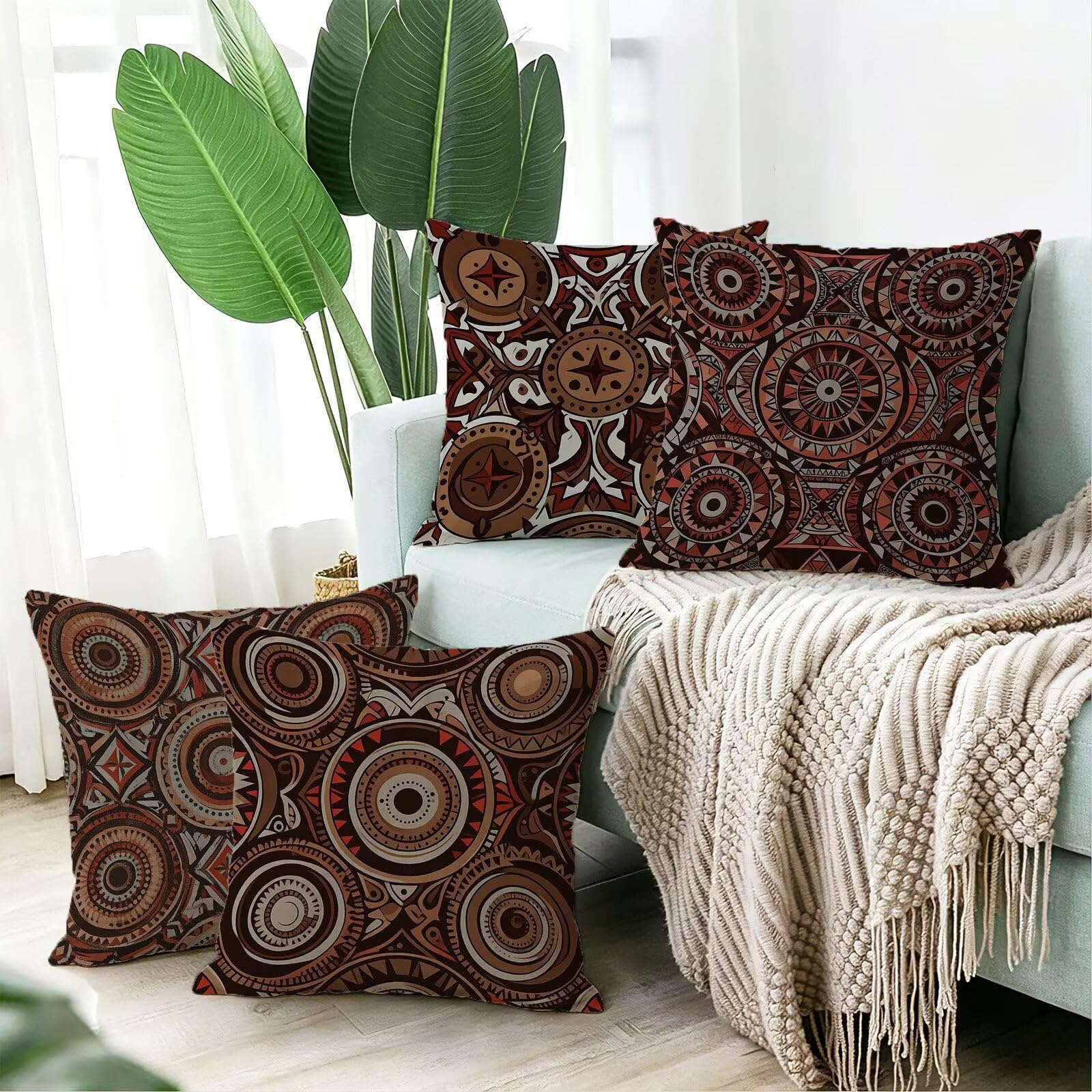 Cojines Exterior MarróN Funda Almohada 45x45cm Juego de 4, Cod-550