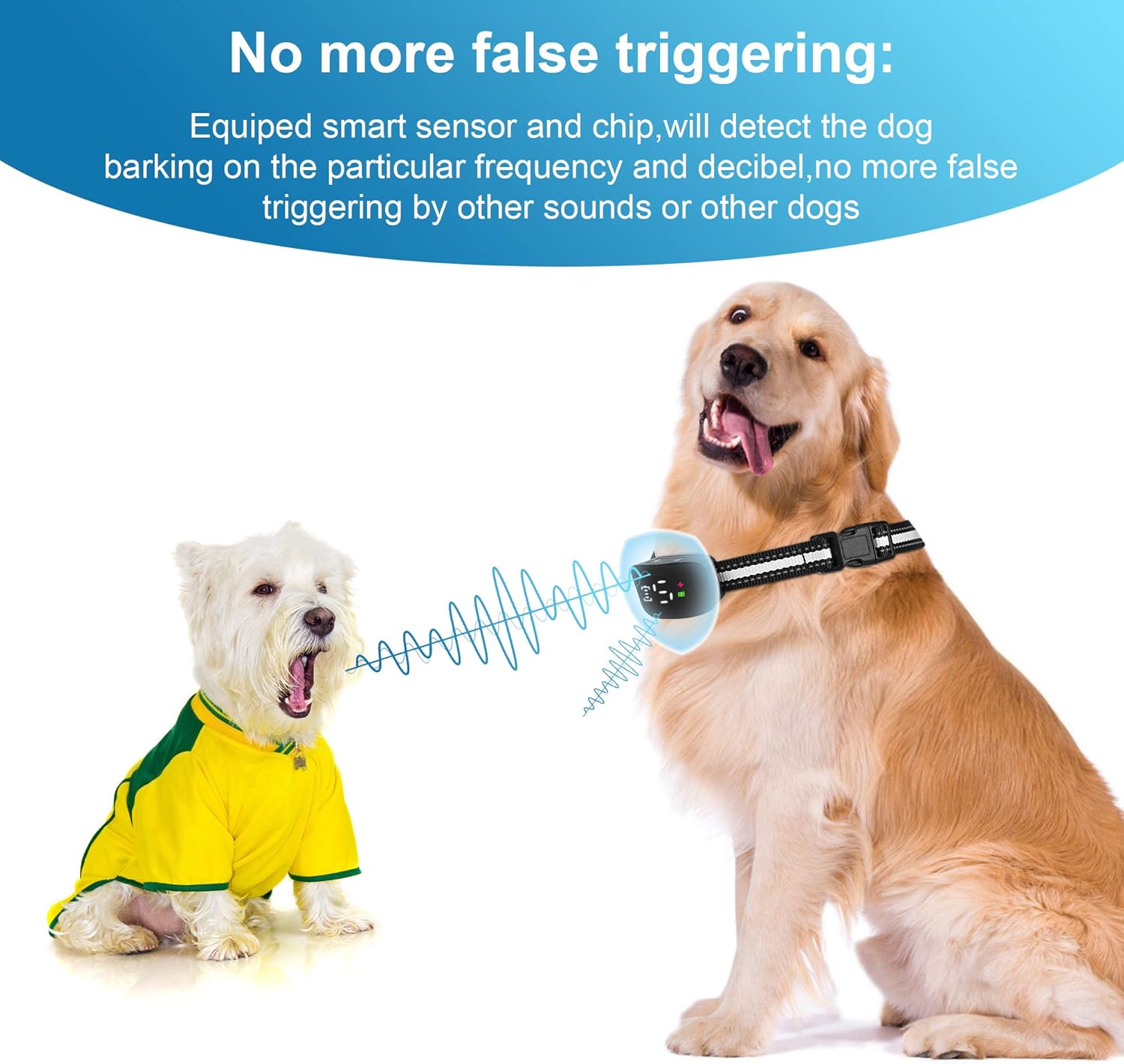 Bark Collar for Medium Large Dogs with Beep Vibration Intensity Adjustable Bark Collar for Small Dogs 5-15lbs Anti Barking Collar Rechargeable : Pet Supplies