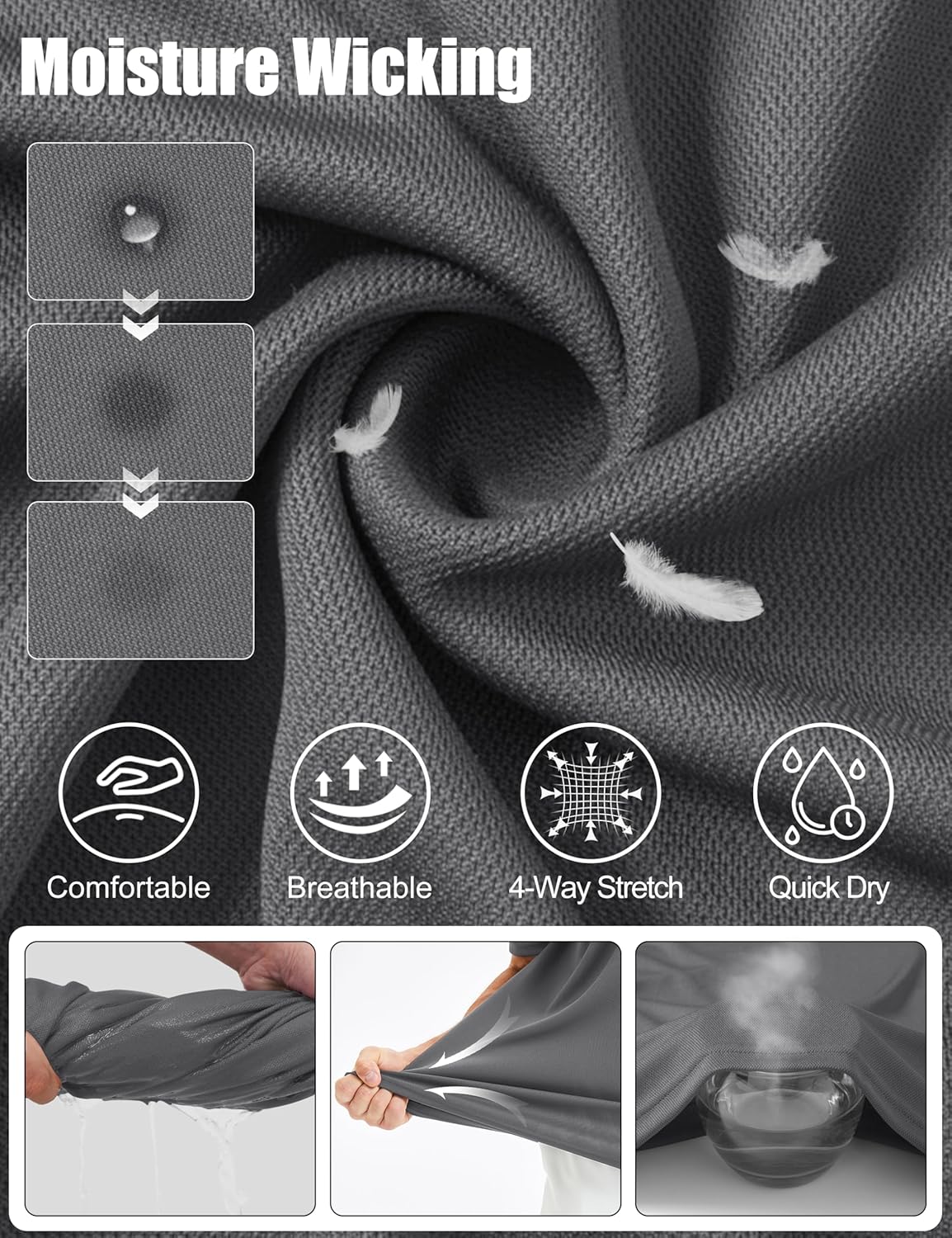 Cavva Men's Polo Shirts Golf Short Sleeve Dry Fit Moisture Wicking Performance Collared Polos Athletic Casual Work Shirt - Image 5