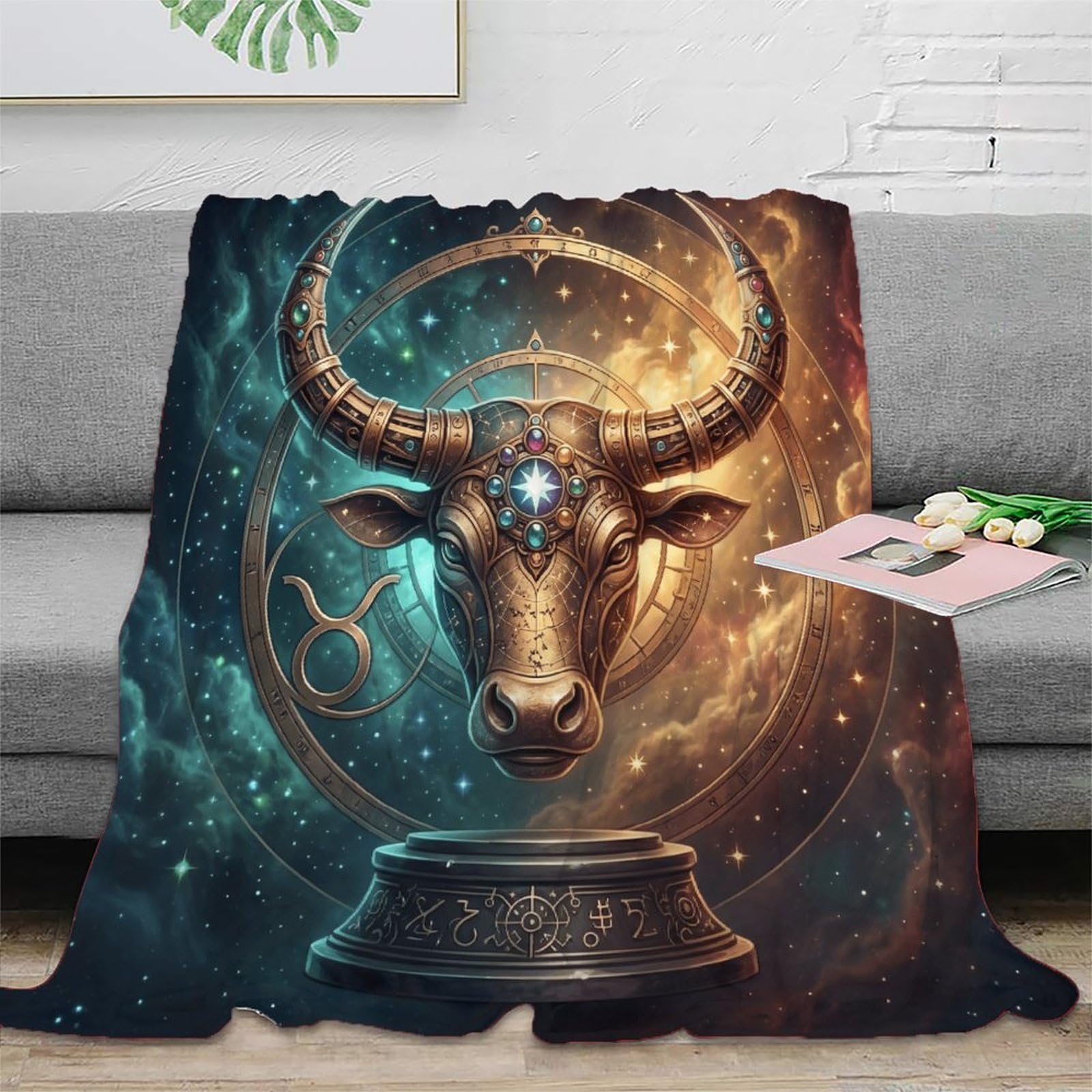 W7C8U2X3 Taurus Zodiac Nebula for for Flannel Throw Blanket, Office Nap Use