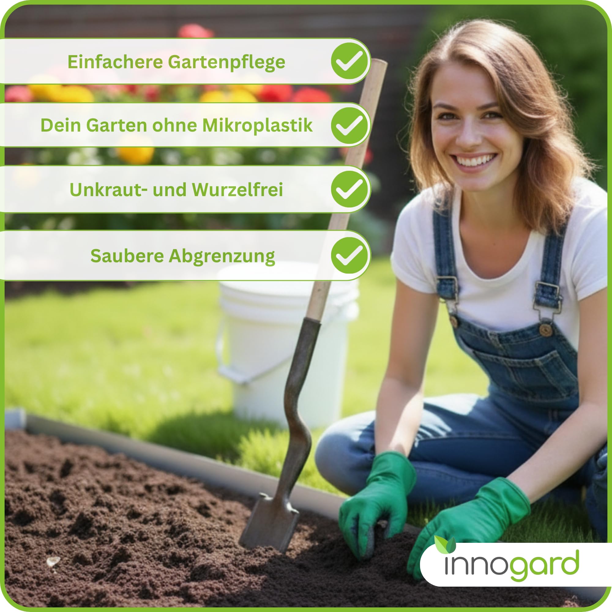 innogard Rasenkante Metall verzinkt L15 m H20 cm – Flexible Beeteinfassung 1 mm stark Rasenkantenband für Garten Beetbegrenzung Beetumrandung