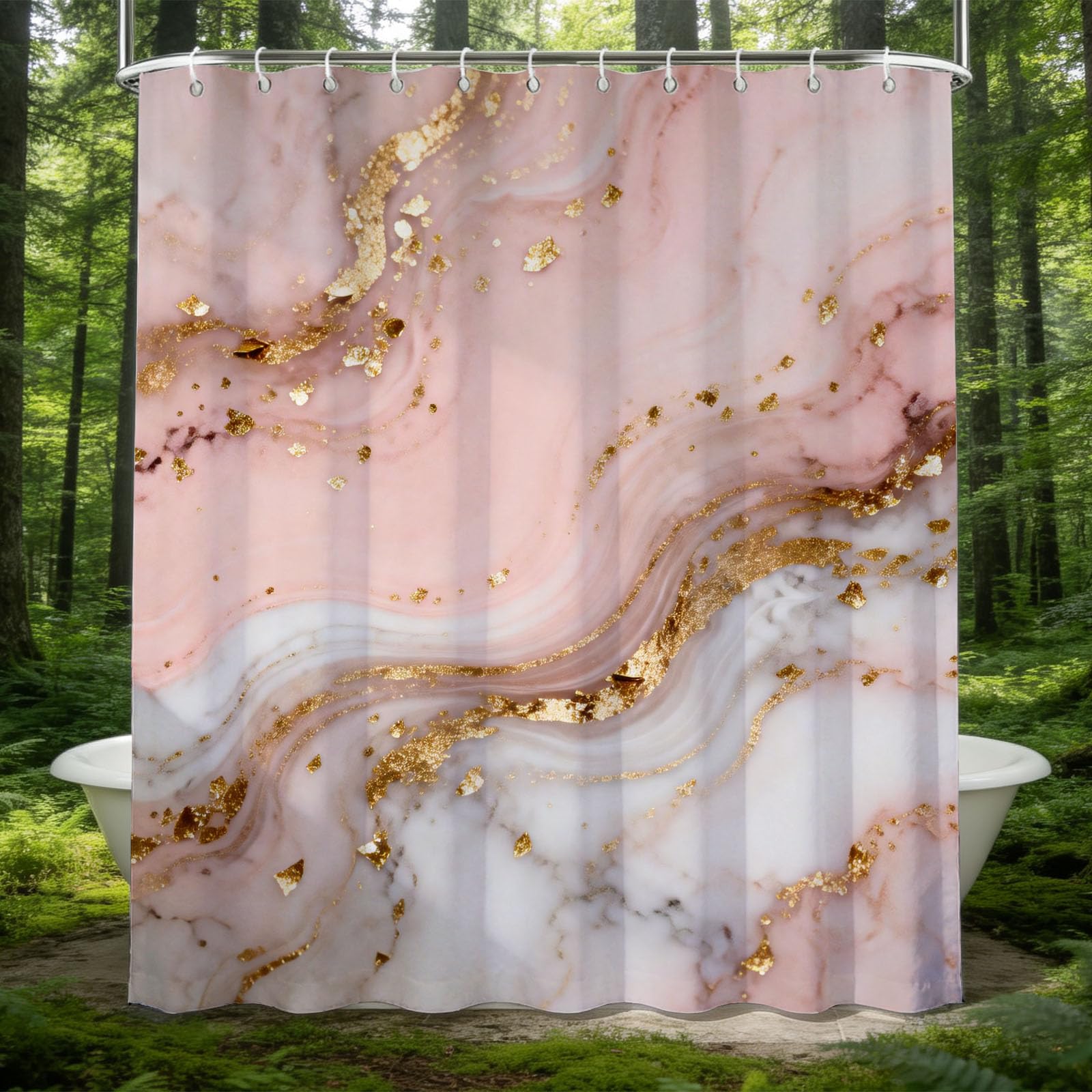 Hongduo 3D Marble Pattern Shower Curtain for Stalls Bathtubs Abstract Bathroom Decor Shower Curtain Set Polyester Fabric Waterproof 180x200cm/71X79 Inch with Hooks