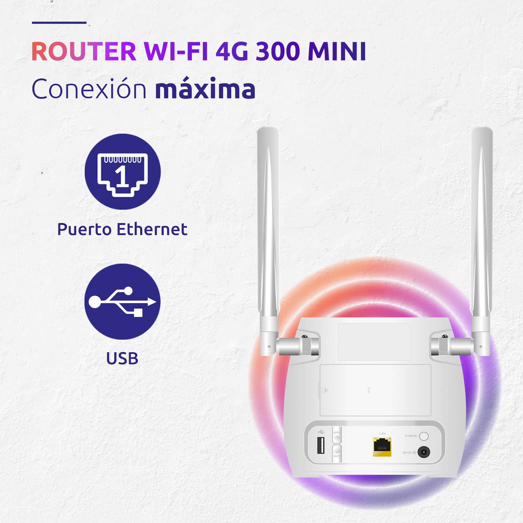 STRONG Router WiFi 4G LTE 300M 150 Mbps 300 Mbps Puerto RJ45 Antenas Desmontables Blanco