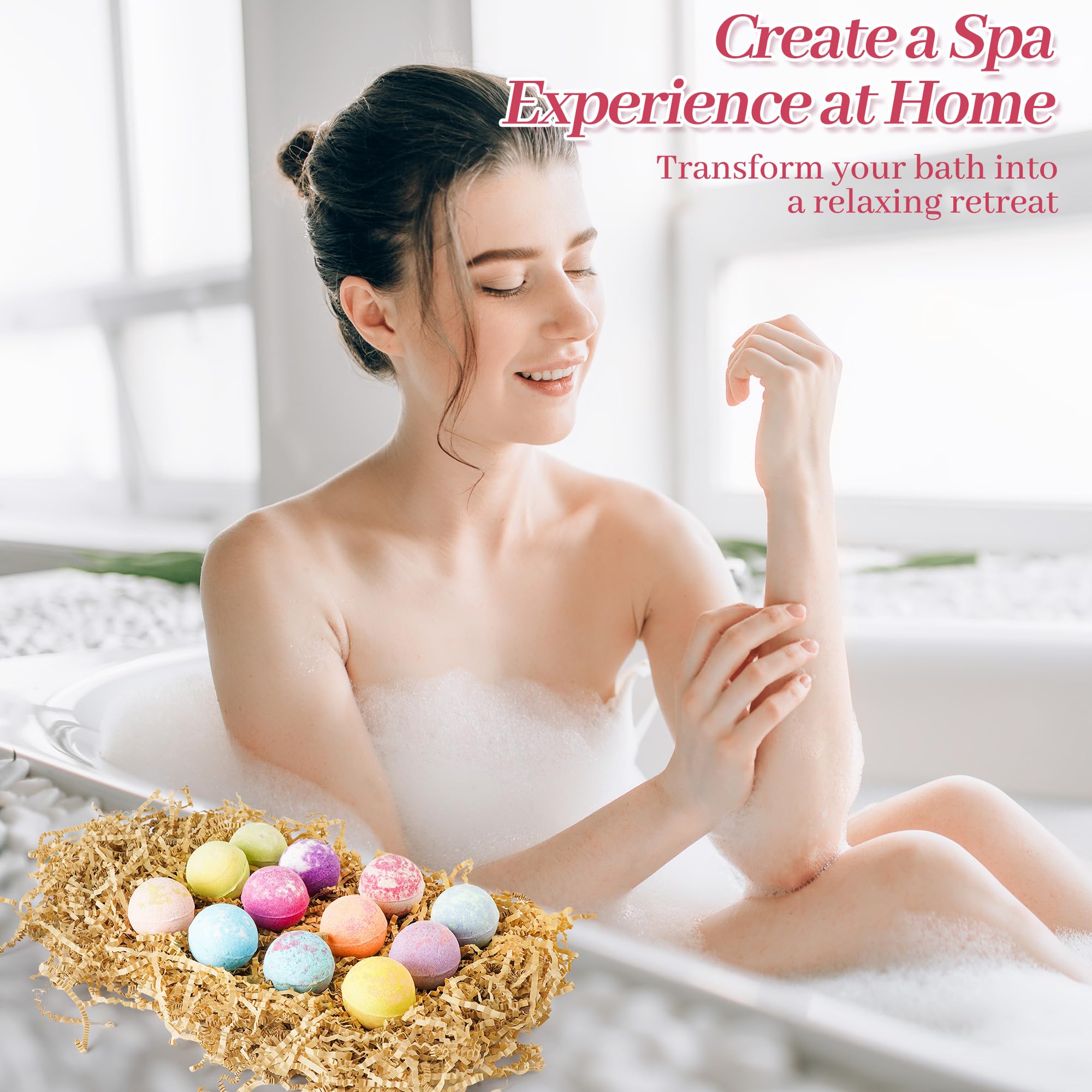 Bombas de Baño Orgánicas Naturales Veganas con Aceites Esenciales, Regalo de Spa Individual para Mujer