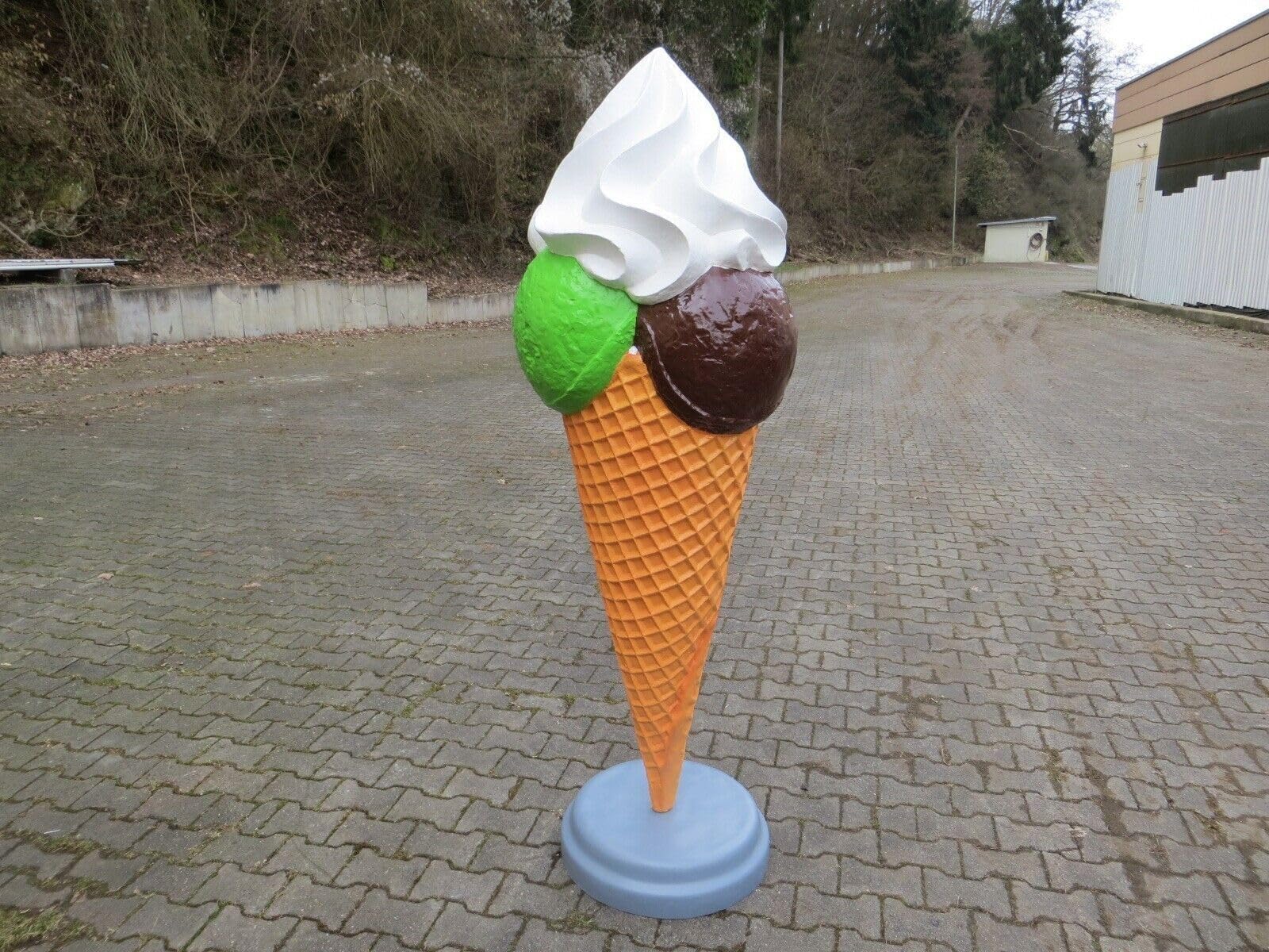 XL Eistüte 3 EIS Kugel m. Sahne 140 cm hoch +Ständer Deko Werbefigur EIS Werbung inkl. Spedition