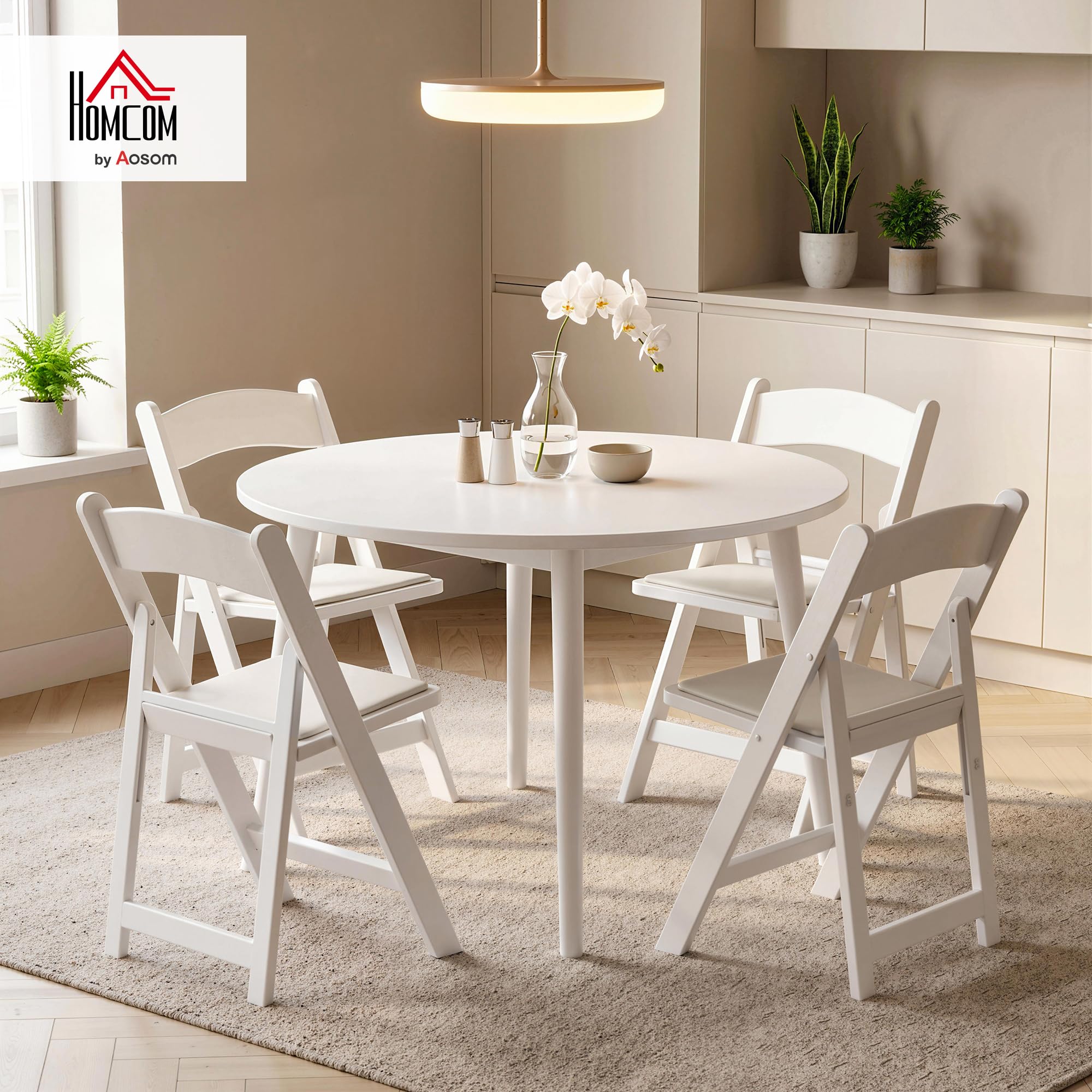 HOMCOM Lot de 4 Chaises Pliantes en Résine Portables 45x44x78 cm Blanc