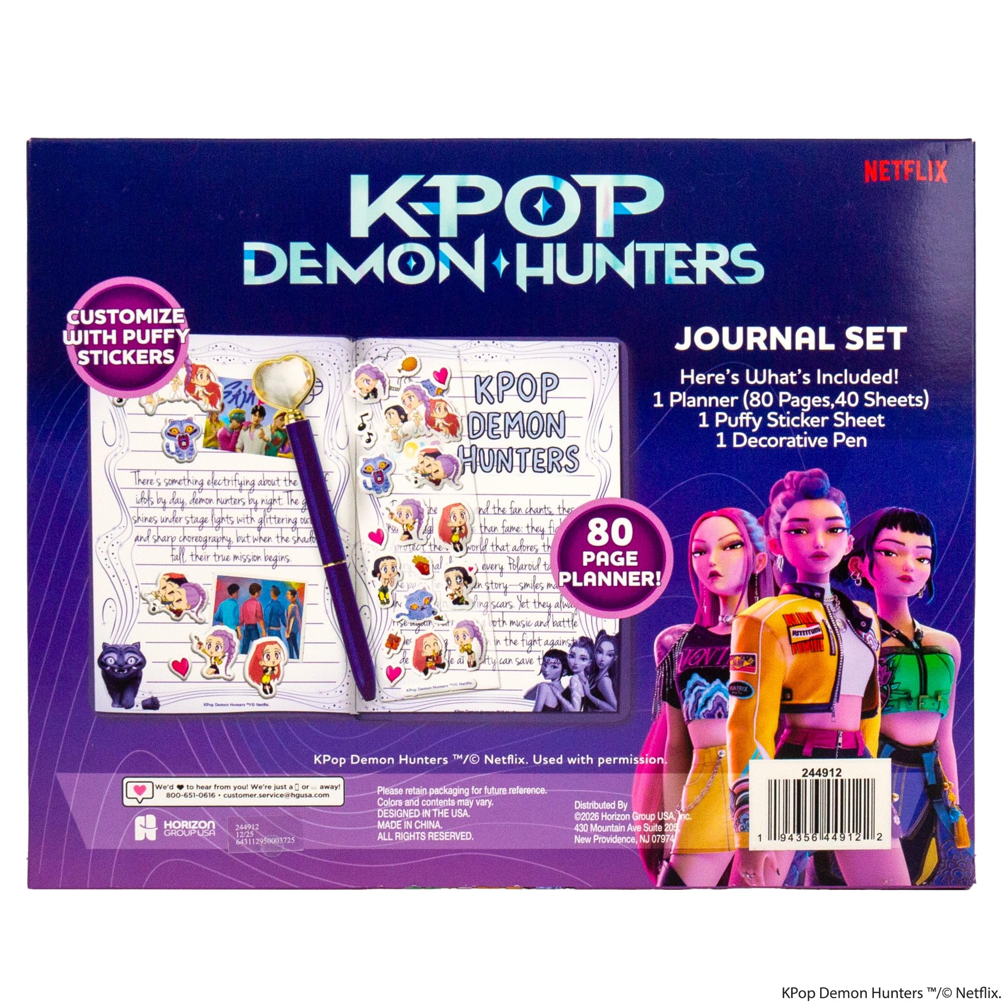 Diario Kpop Demon Hunters™, set da 40 pagine doppie con righe, adesivi Kpop bonus e penna, merchandising ufficiale K Pop Demon Hunters per fan di K-Pop, studenti, adolescenti
