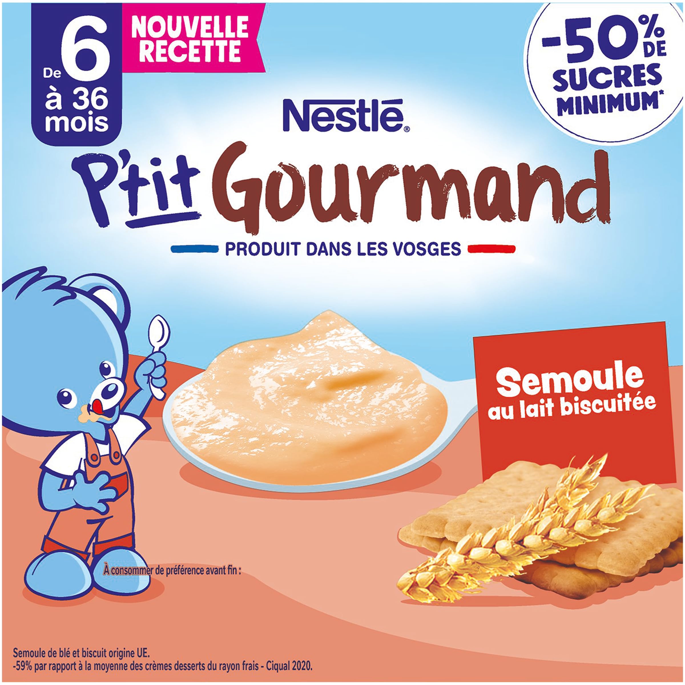 NaturNes - P’tit Gourmand Semoule au Lait Biscuité 6 Mois Coupelle 4 x 100g | NaturNes - P’tit Gourmand Semoule au Lait Biscuité 6 Mois Coupelle 4 x 100g