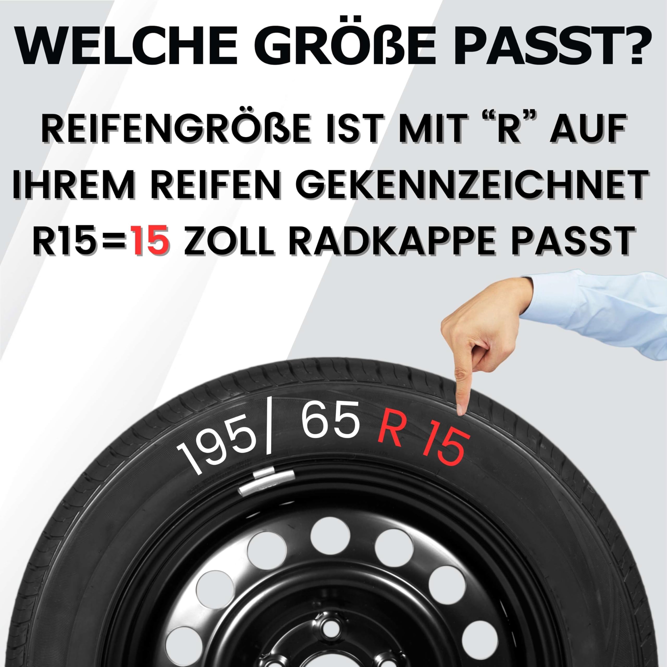 Radkappen 15 Zoll - Silber Radzierblenden 4er-Set von 13-16 Zoll - Stormer Radblenden für Stahlfelgen - Zierkappen in Schwarz oder Silber - Felgenabdeckung für Autofelgen
