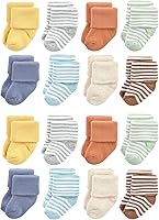 Hudson Baby Unisex Cotton Rich Baby Terry Ankle Socks 16-Pack - Soft, Stretchy Comfort for Tiny Feet