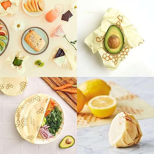 Miniatura 3 de Bees Wrap paquete variado de 3 envoltorios ecológicos y reutilizables para transportar comida