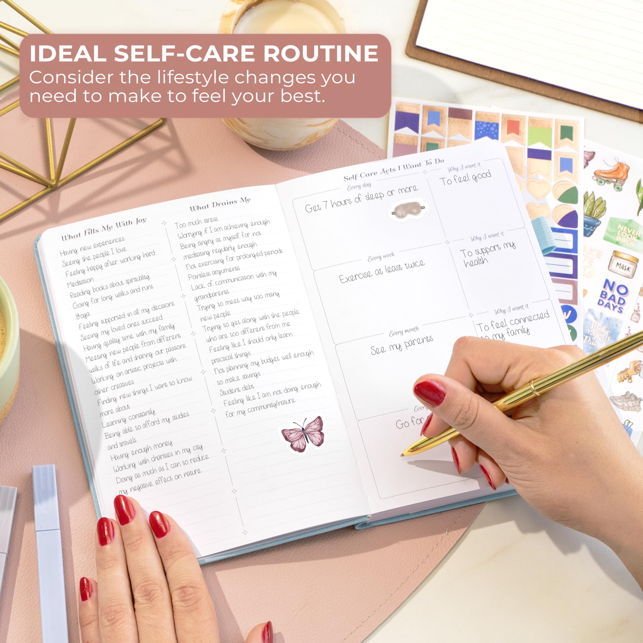 GoGirl Self-care Journal, Daily Mental Health Notebook with Mood & Wellness Trackers, Personal Development - Image 4