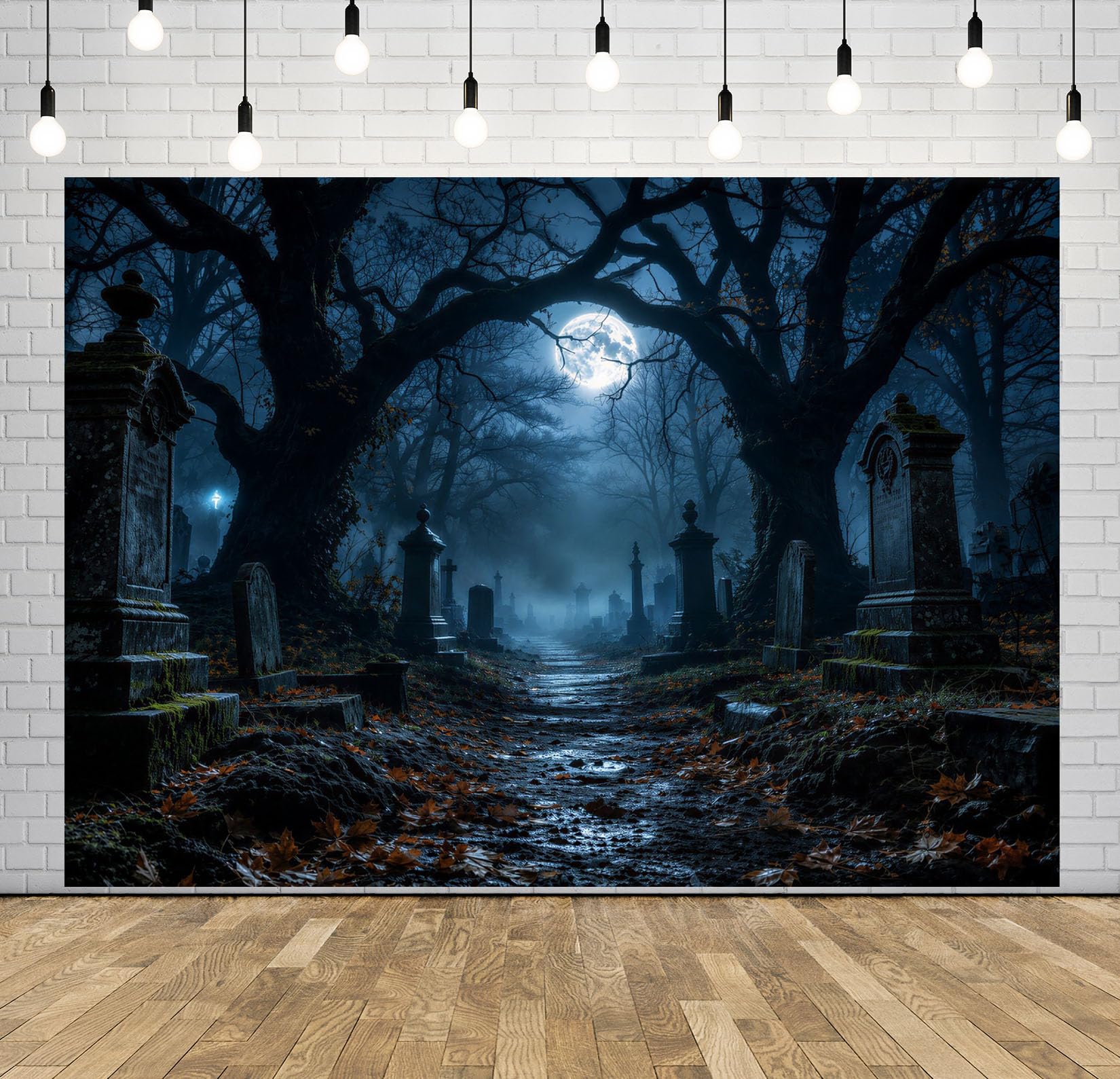 10x6.5FT (3x2m) Strada Cimitero Chiaro Luna Sfondo Fotografico