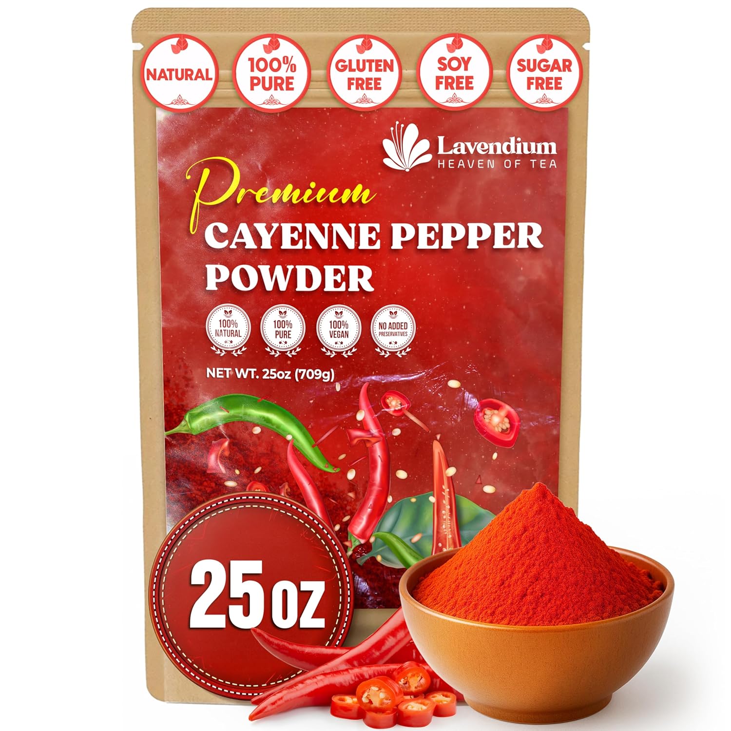 Lavendium, Premium 1.56 lbs Cayenne Pepper Powder– Pure Ground Red Pepper, Bold and Spicy Flavor
