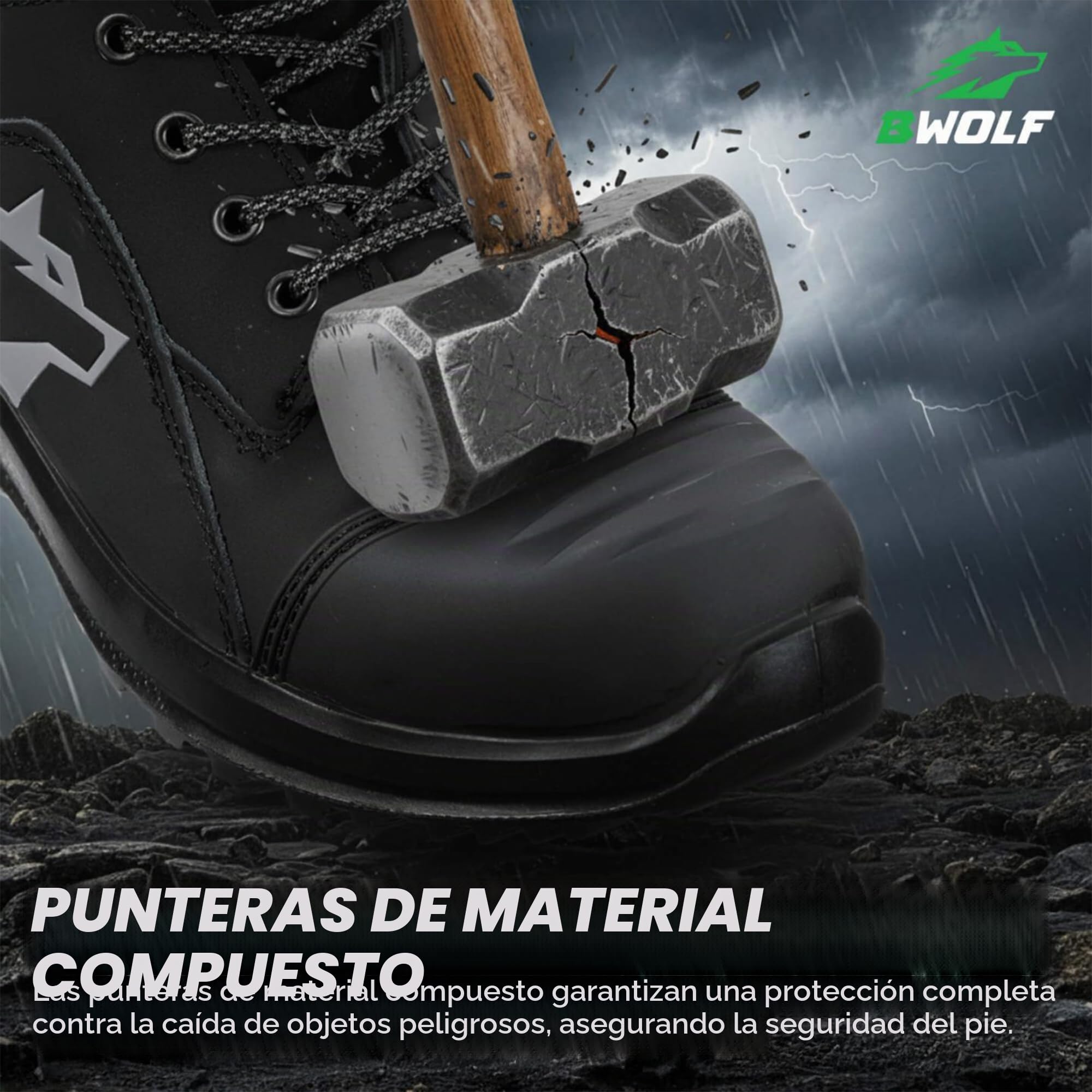 BWOLF Fantom Hi S7L - Botas de seguridad impermeables para hombre con entresuela de Kevlar, puntera compuesta