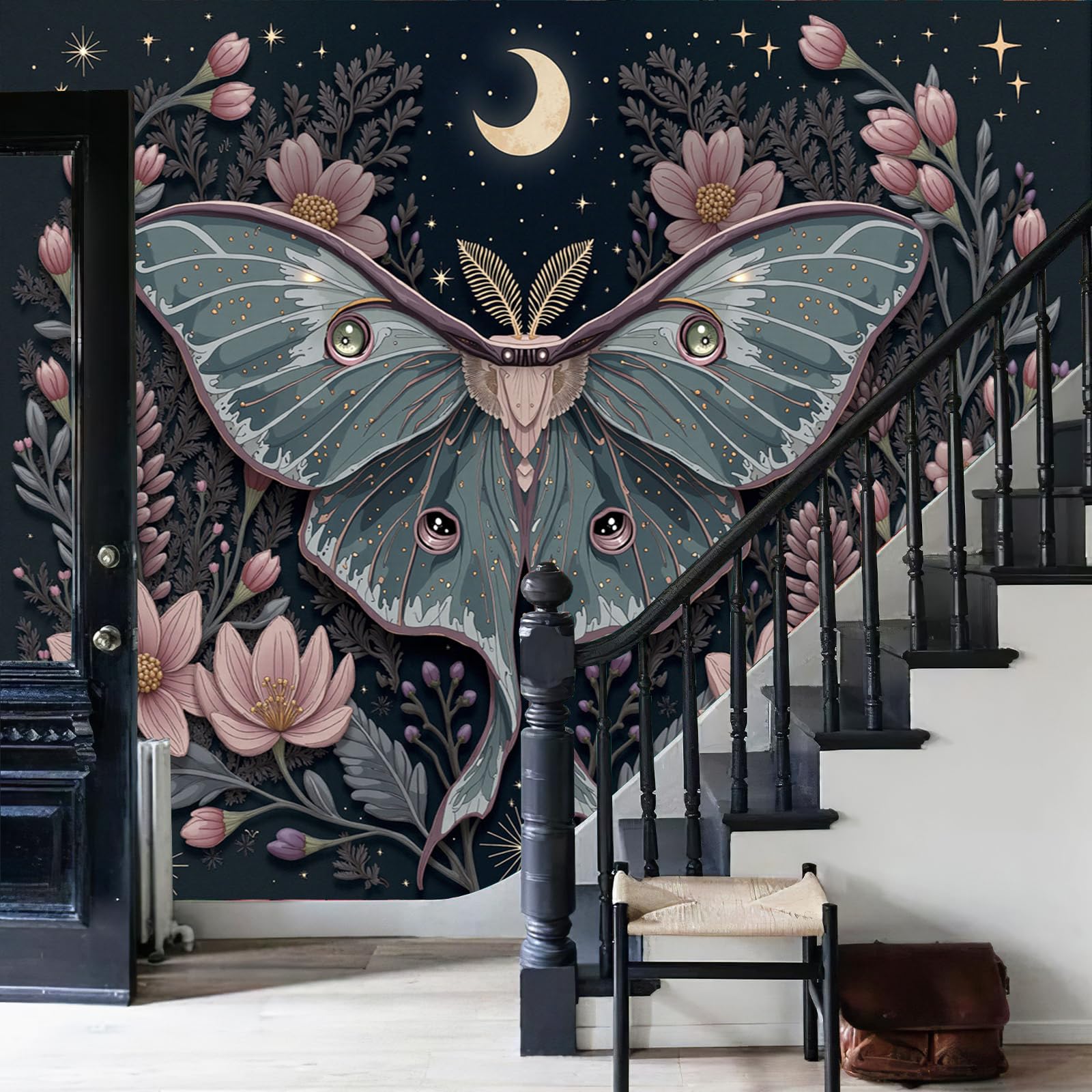 Papier Peint Ciel Étoilé Rose-Vert 3D Décoration Murale Salon 250X175