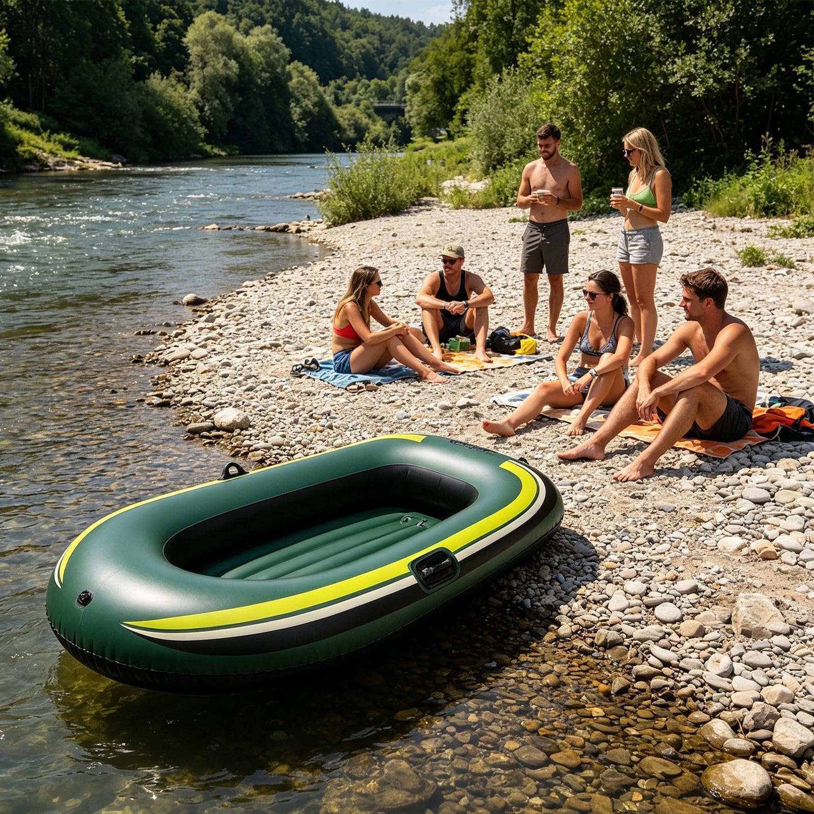Generisch Beiboot | 1-Personen-Verdickung, rutschfest | Kleines Schlauchboot-Fischerfloß | Für Pool, Fluss, Teich, Dock, Outdoor, Sommer, Schwimmen, Bräunen, Kajakfahren, Bootfahren