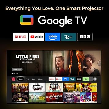 Google TV Projector with Licensed Apps,938 ISO, 4K Support,AI Voice Control