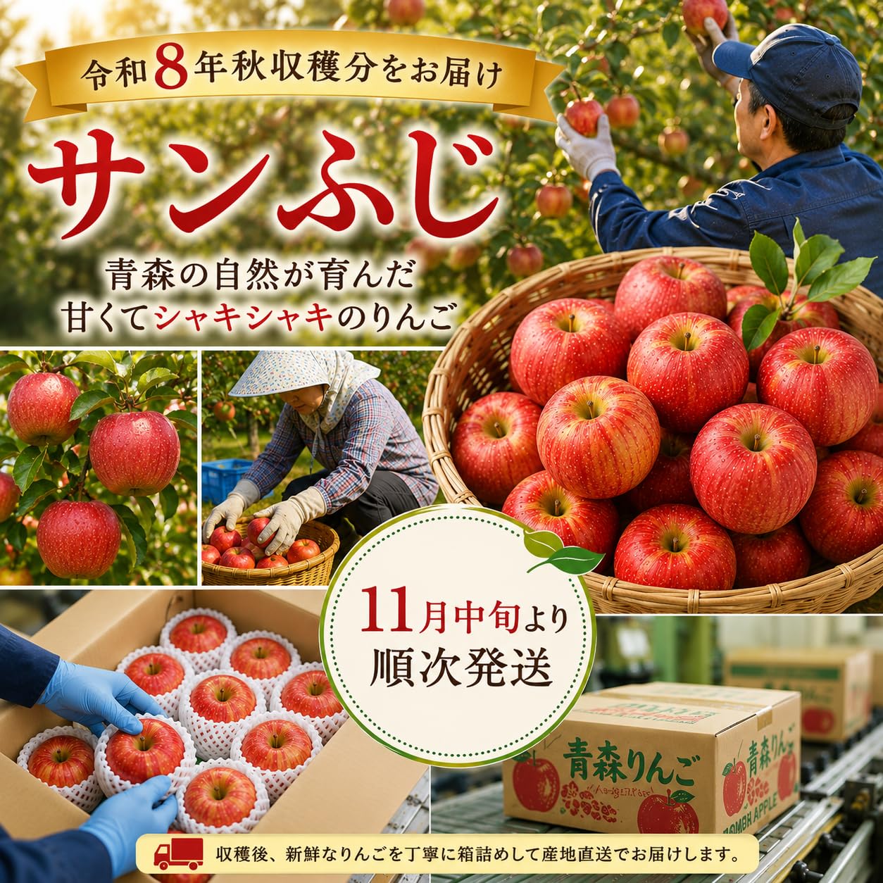 Amazon.co.jp: 2026年秋収穫 先行予約 青森県産 サンふじ りんご 約