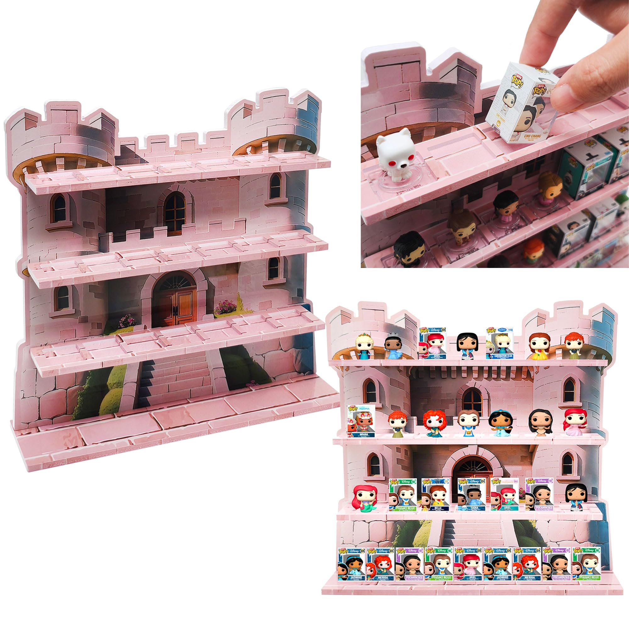 AUFGELD Display Shelf Compatible with Fnko Bitty Princesses Series, Display Stand for Bitty Pops Princess, Wallmountable Bitty Shelf