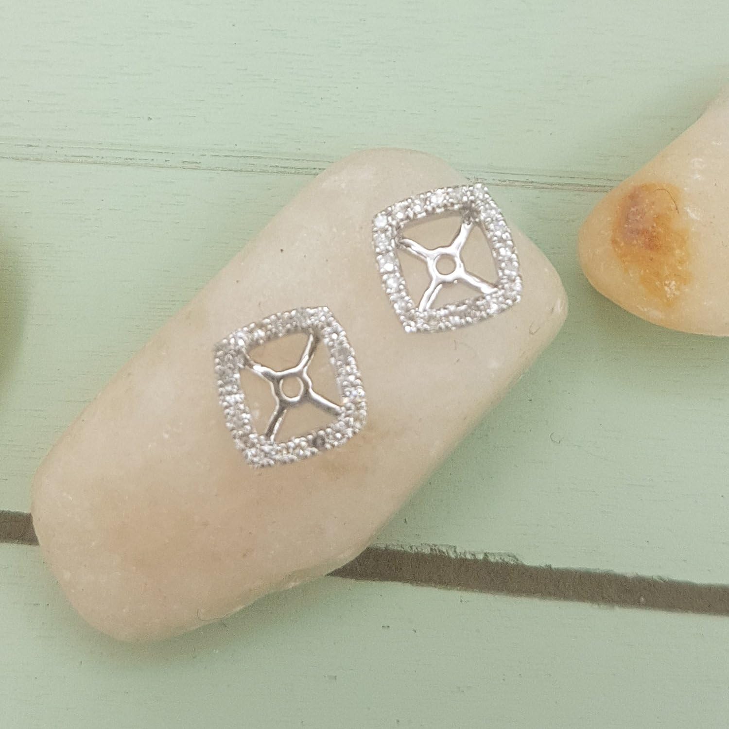 Dazzlingrock Collection 0.25 Ctw 14K Real Solid Gold Round White Natural Diamond Removable Jackets For Stud Earrings